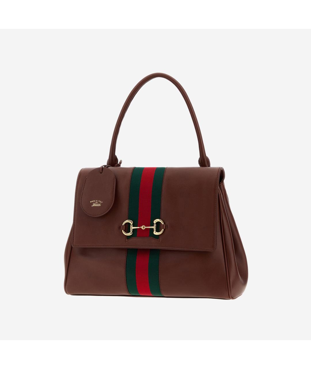 GUCCI Коричневая кожаная сумка с короткими ручками, фото 2