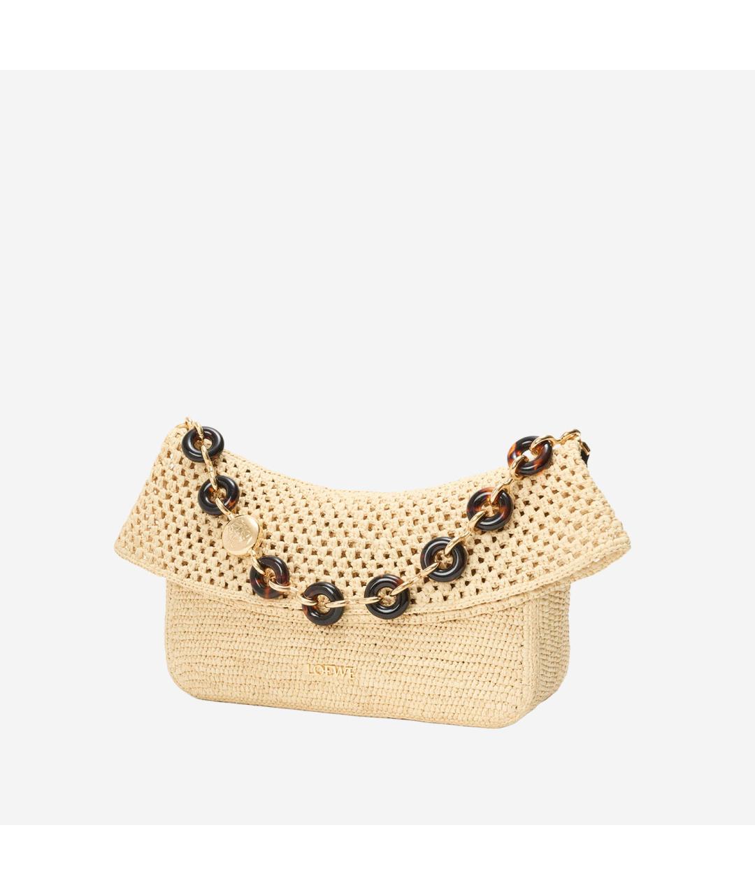 LOEWE Бежевая плетеная сумка через плечо, фото 2