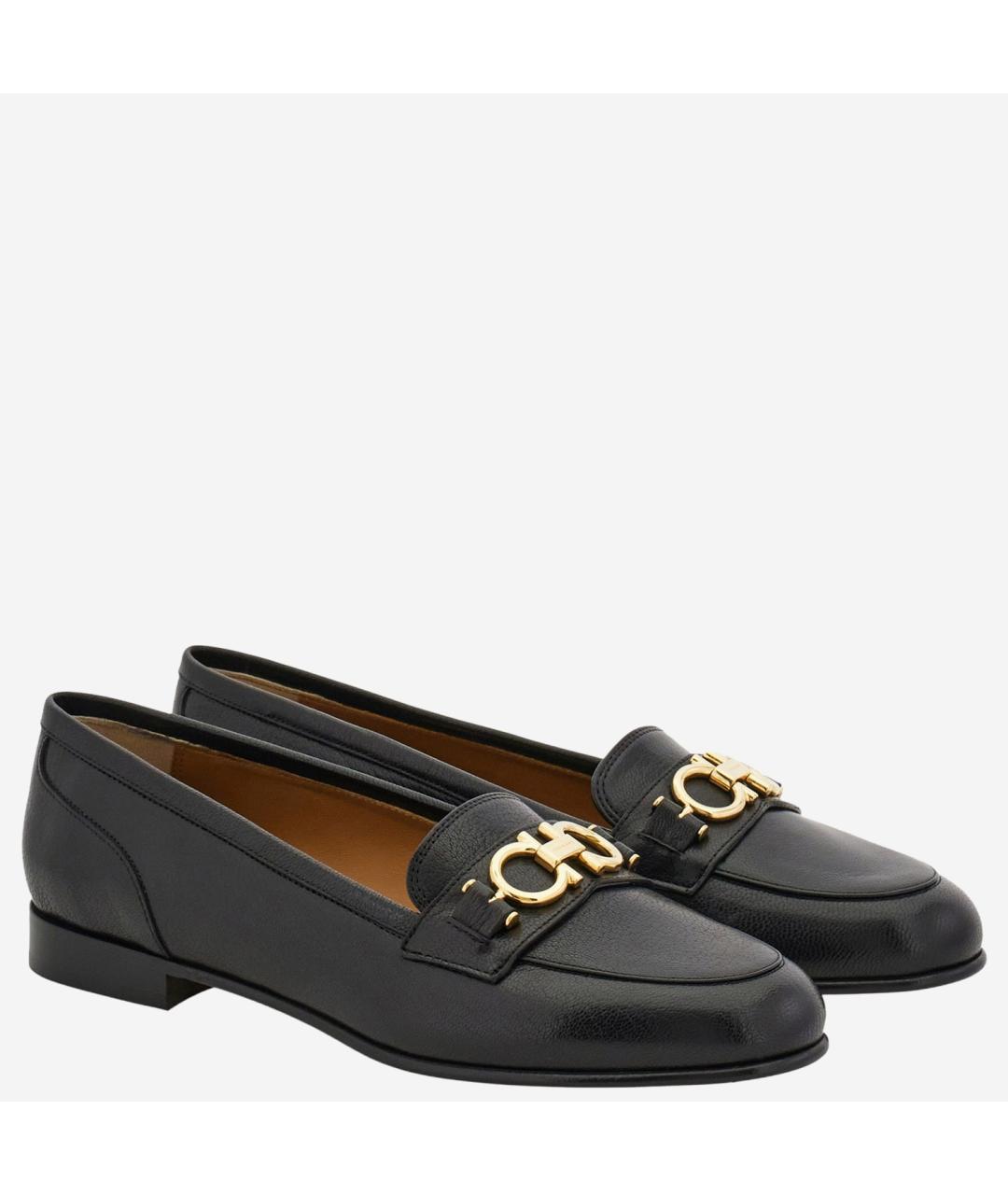 FERRAGAMO Черные кожаные лоферы, фото 3