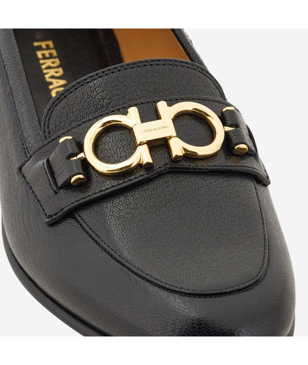 FERRAGAMO Черные кожаные лоферы, фото 5
