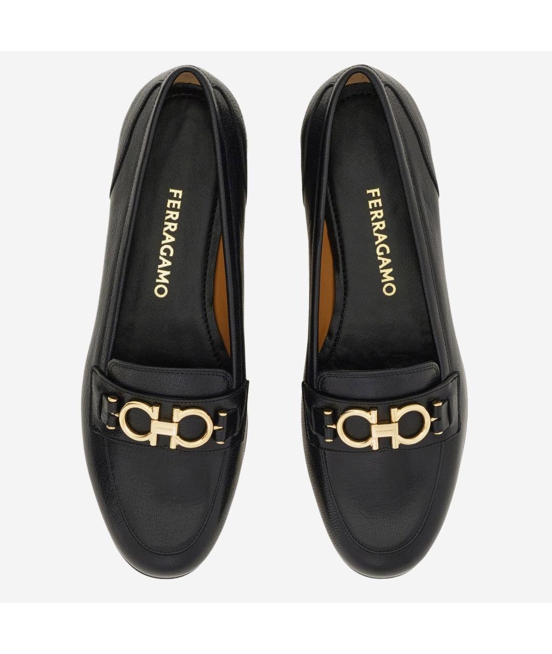 FERRAGAMO Черные кожаные лоферы, фото 2