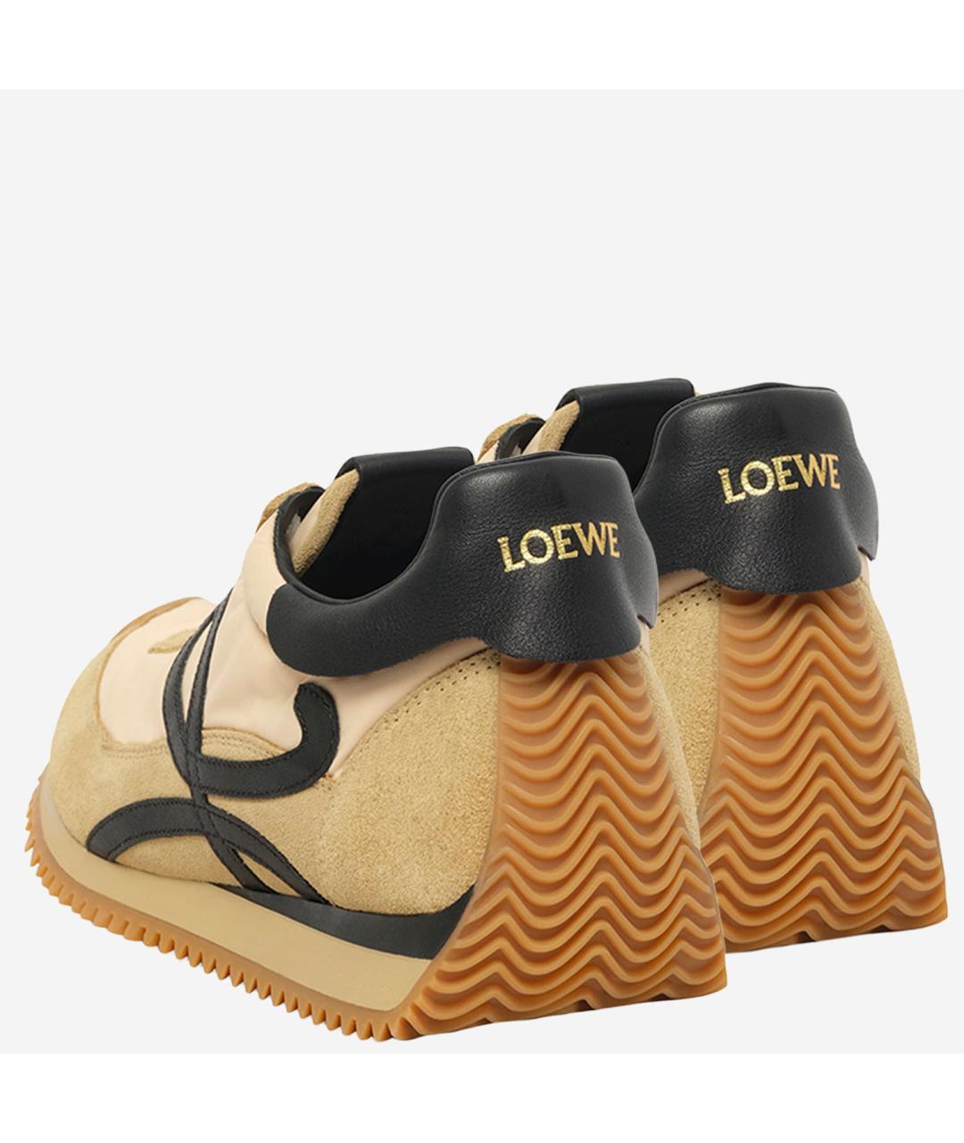 LOEWE Золотые текстильные кроссовки, фото 3