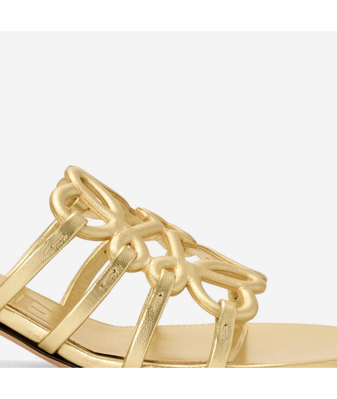 LOEWE Золотые кожаные мюли, фото 3