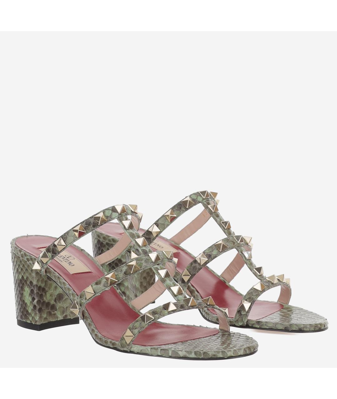 VALENTINO Зеленые кожаные мюли, фото 2