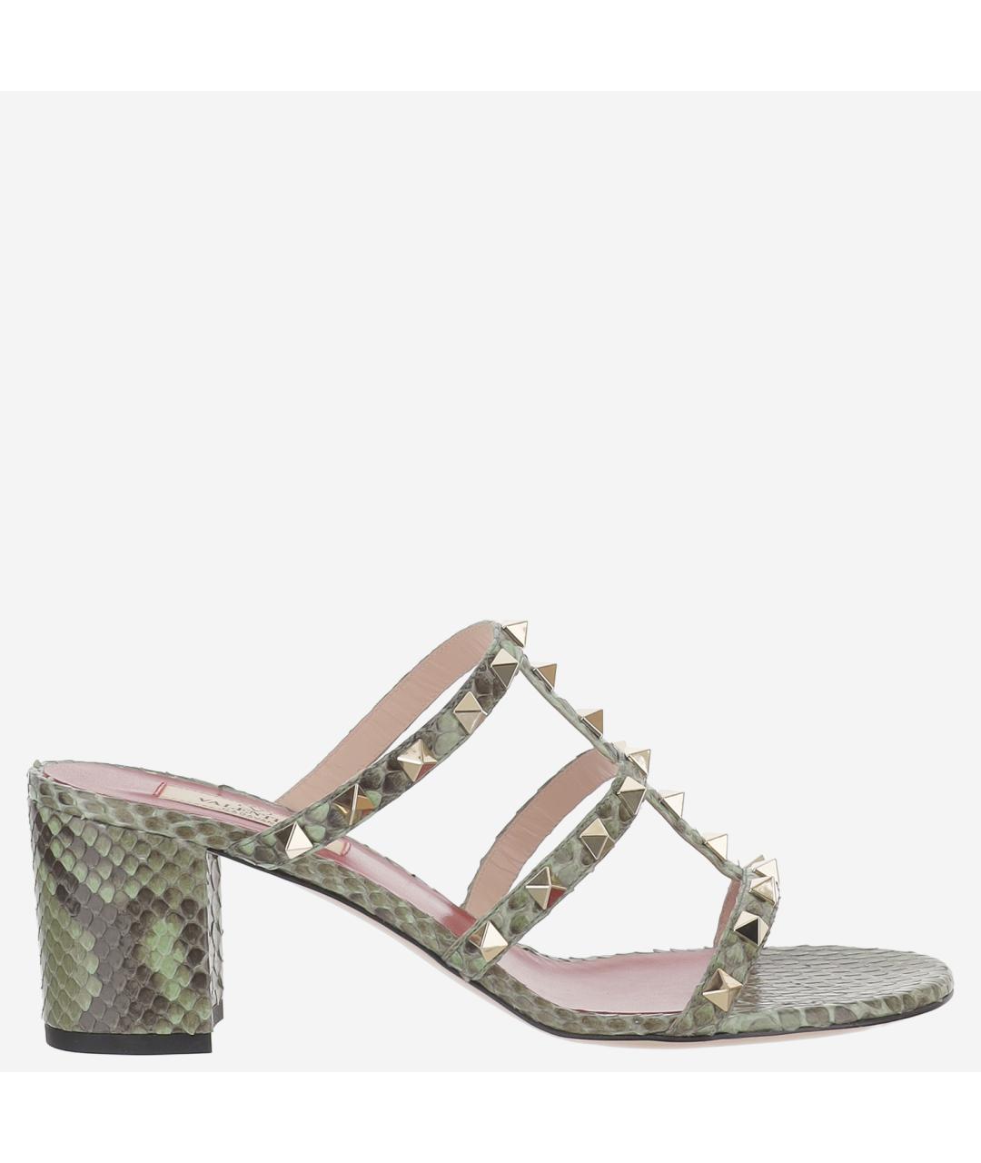 VALENTINO Зеленые кожаные мюли, фото 1