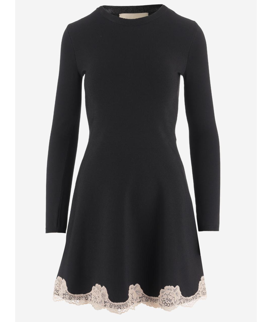 VALENTINO Черное вискозное повседневное платье, фото 4