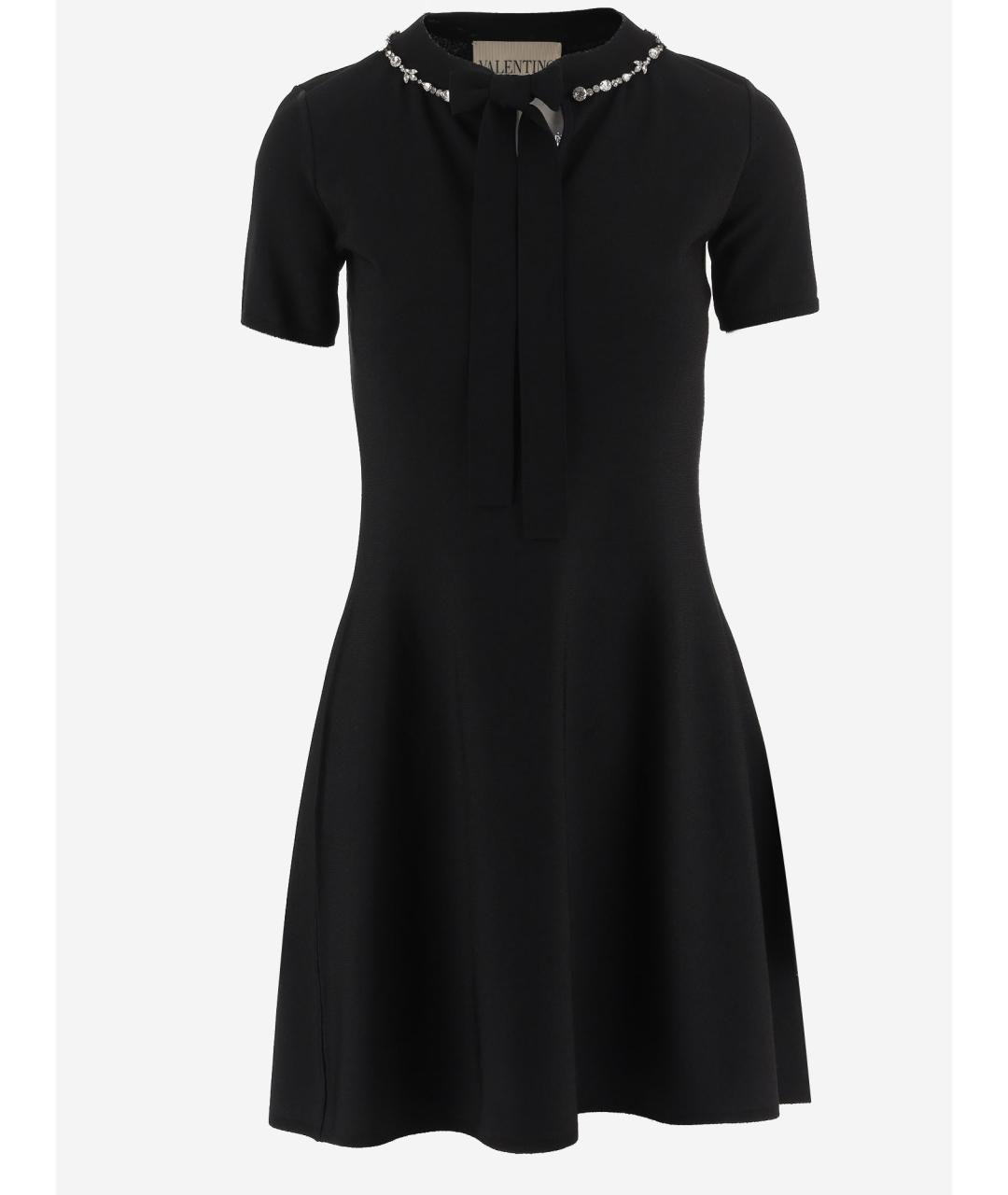 VALENTINO Черное вискозное повседневное платье, фото 4