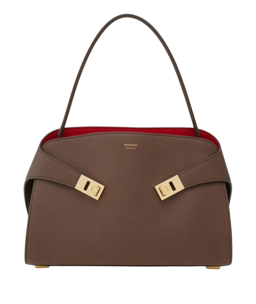 FERRAGAMO Коричневая кожаная сумка через плечо, фото 1