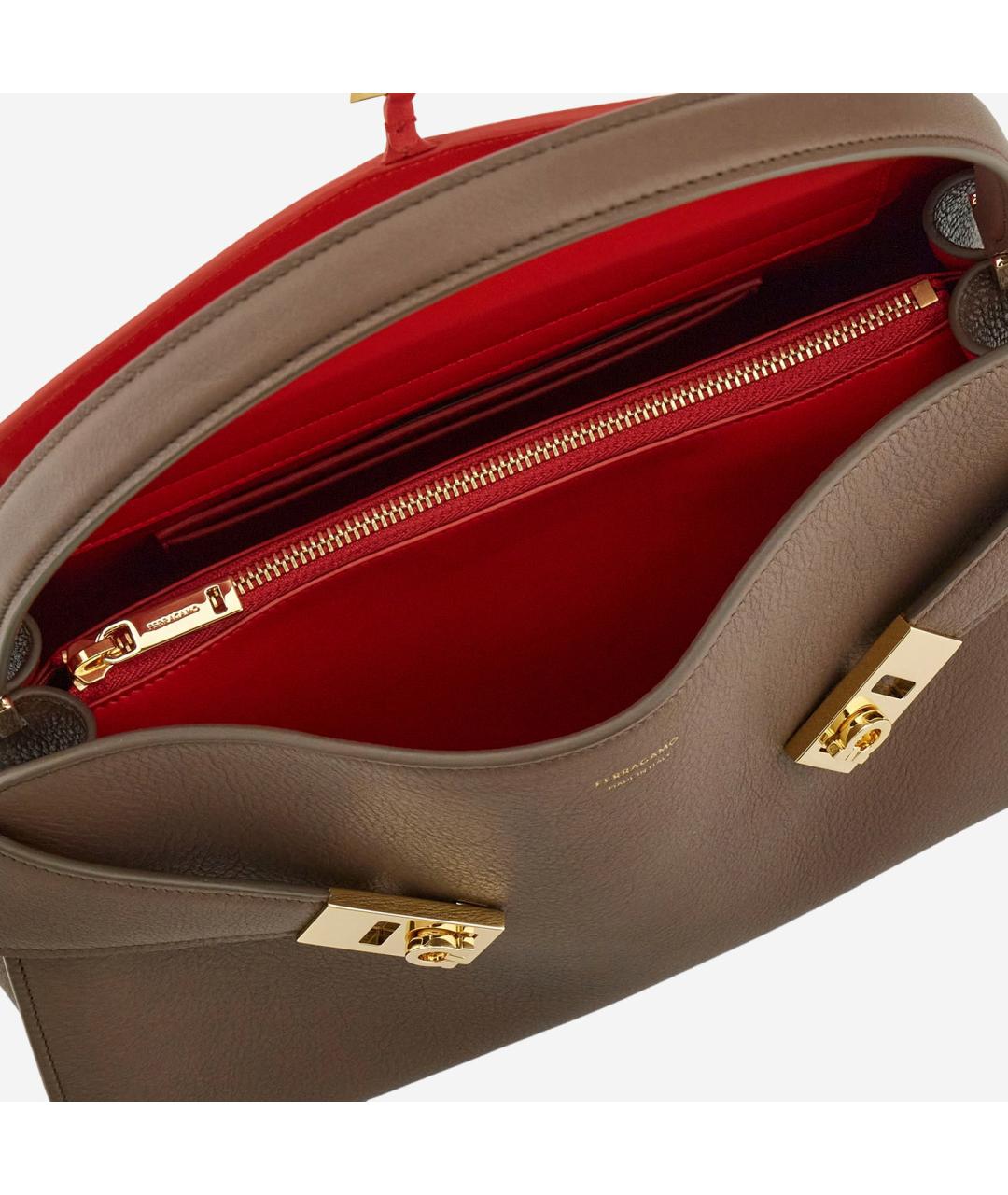 FERRAGAMO Коричневая кожаная сумка через плечо, фото 4