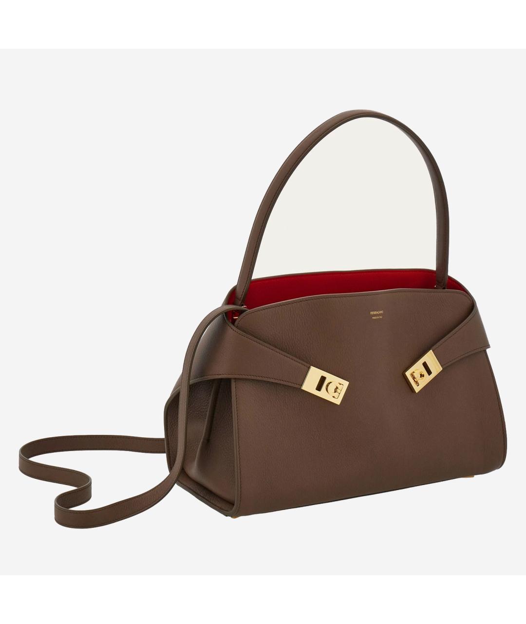 FERRAGAMO Коричневая кожаная сумка через плечо, фото 5