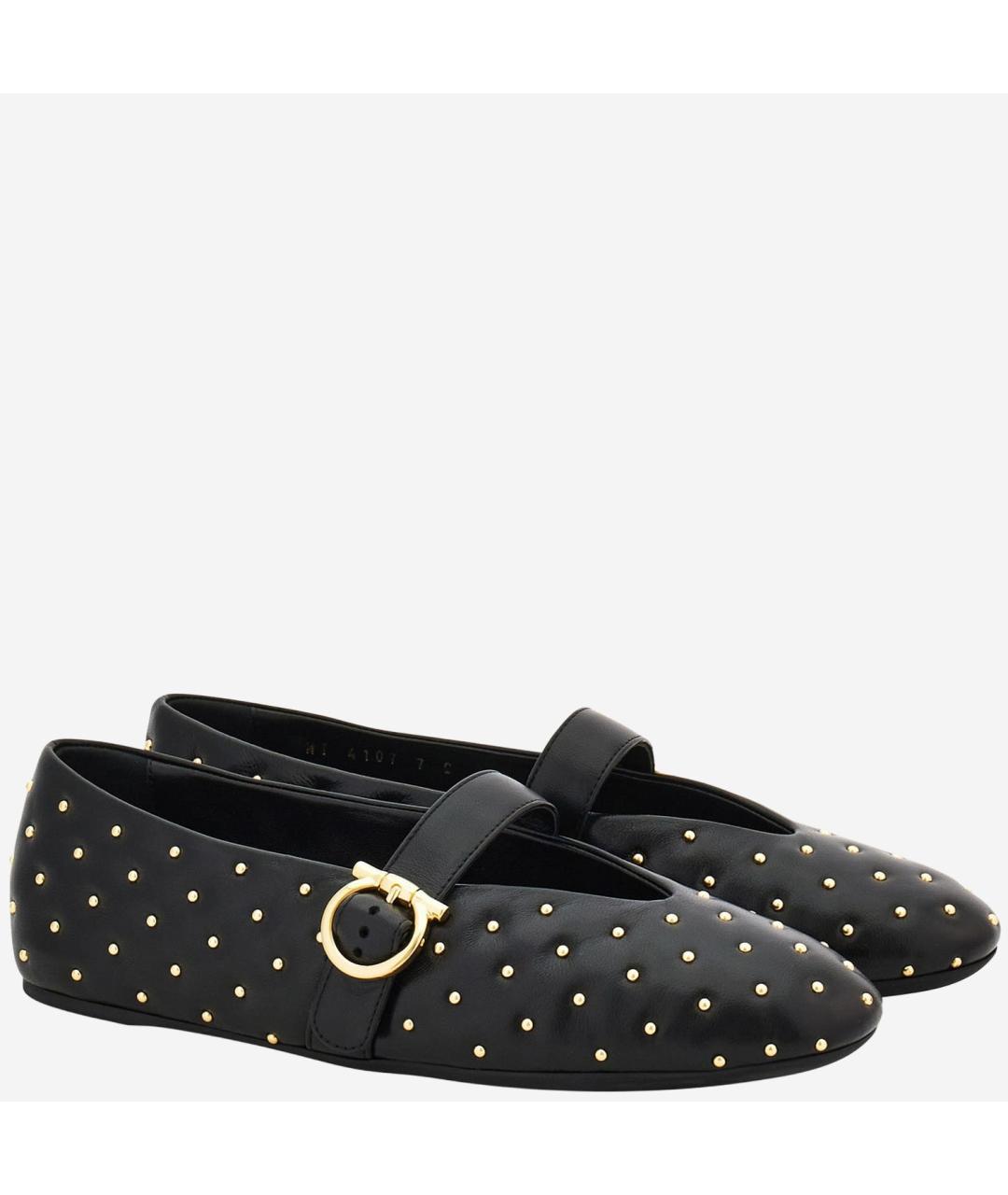 FERRAGAMO Черные кожаные балетки, фото 3