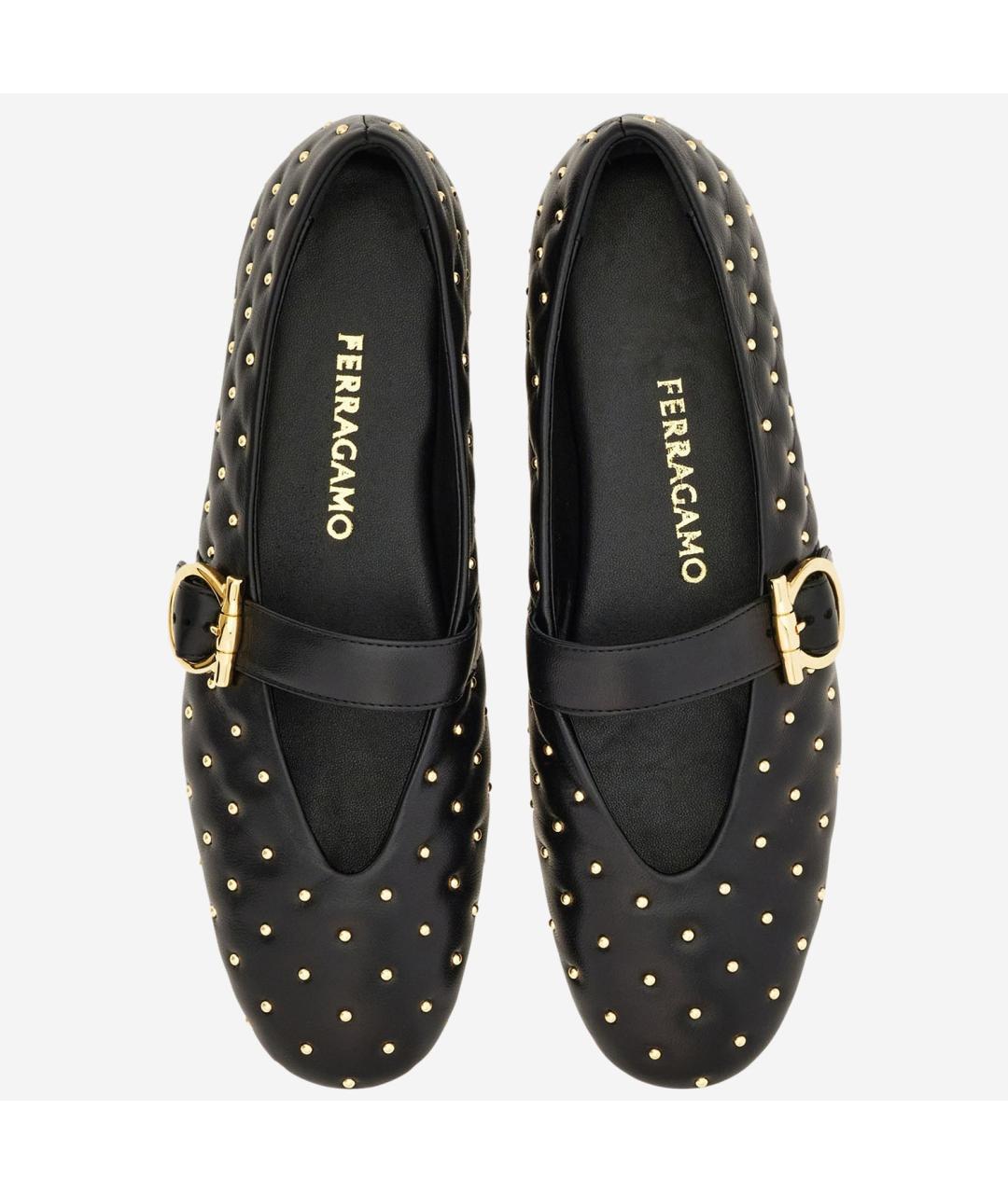FERRAGAMO Черные кожаные балетки, фото 2