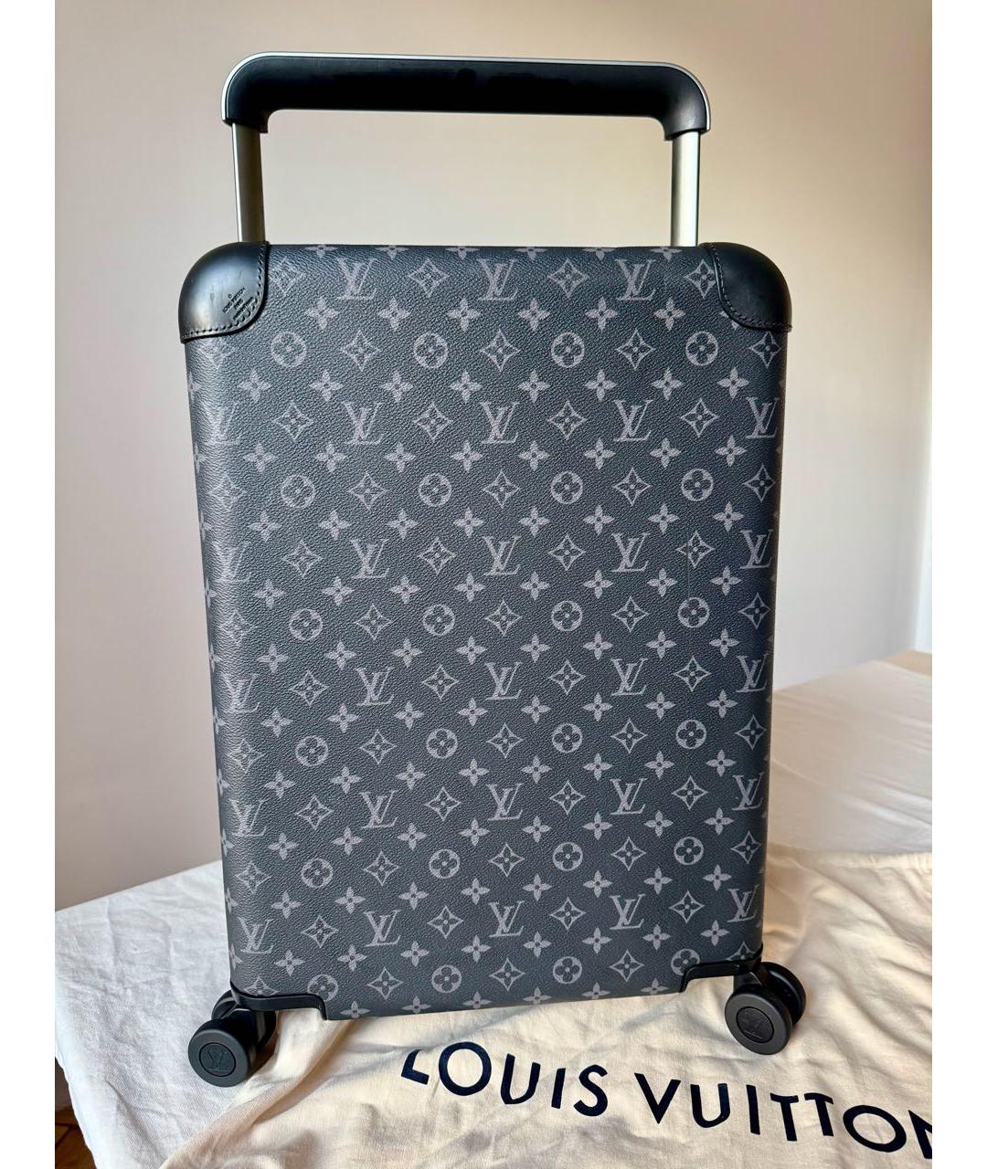 LOUIS VUITTON Черный кожаный чемодан, фото 9
