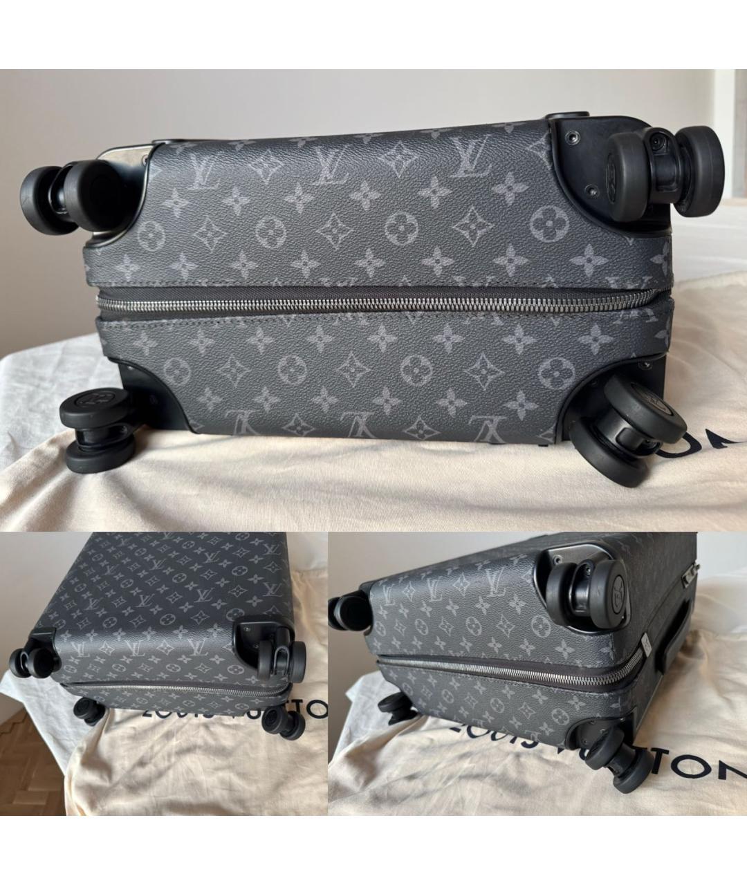 LOUIS VUITTON Черный кожаный чемодан, фото 3