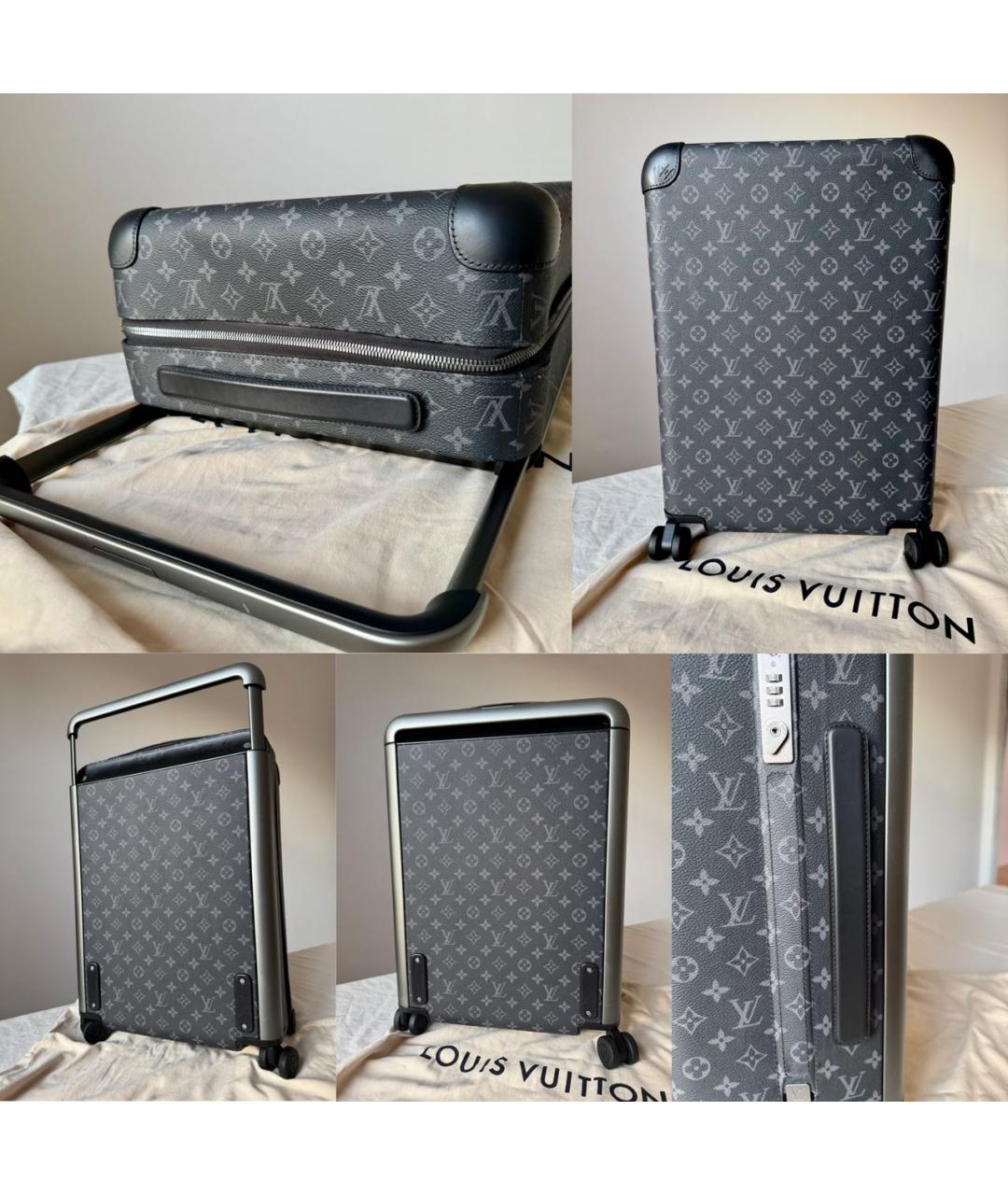 LOUIS VUITTON Черный кожаный чемодан, фото 5