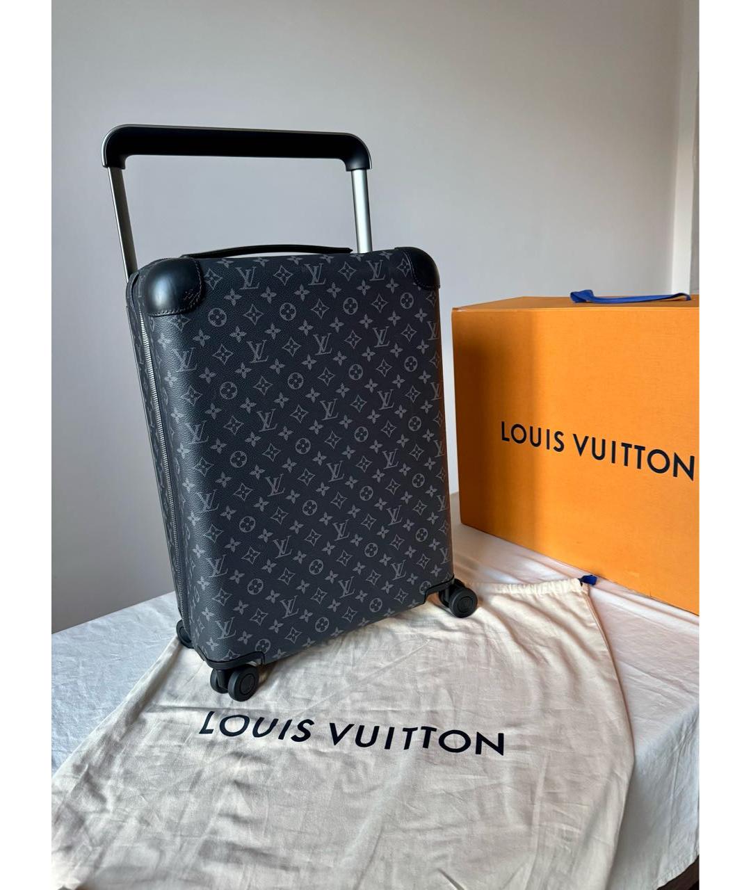 LOUIS VUITTON Черный кожаный чемодан, фото 6