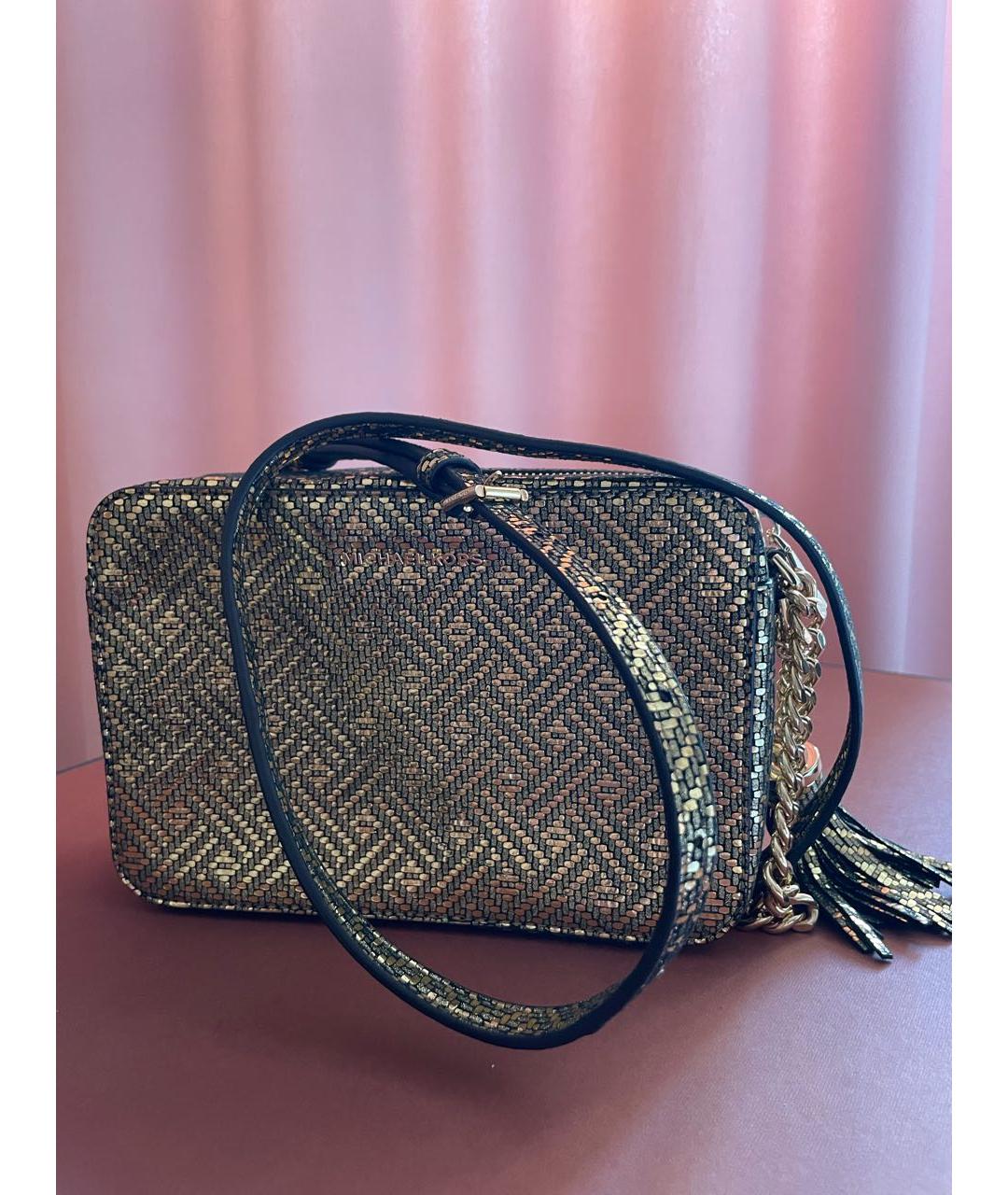 MICHAEL KORS Золотая кожаная сумка через плечо, фото 6