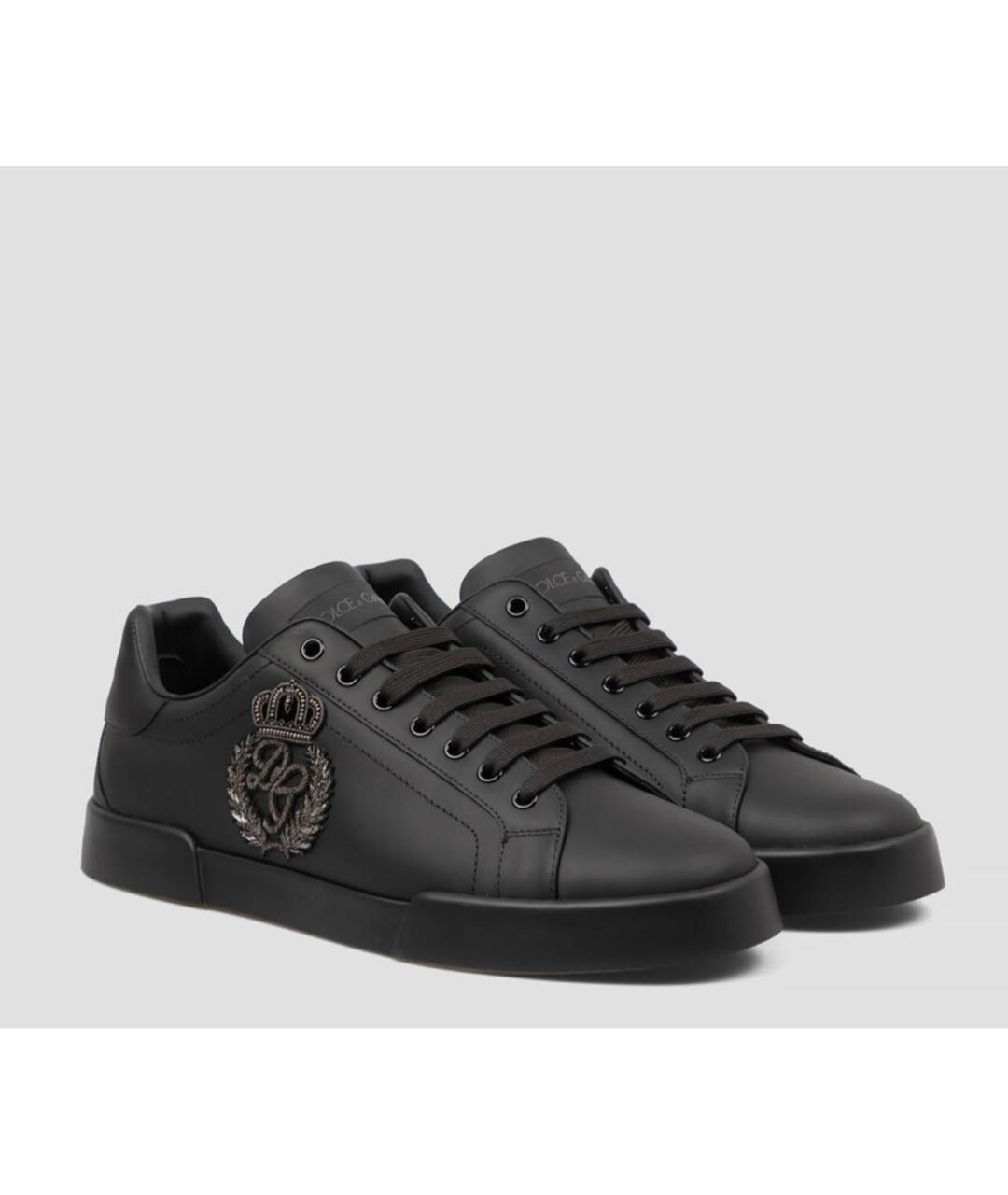 DOLCE&GABBANA Черные кожаные низкие кроссовки / кеды, фото 3