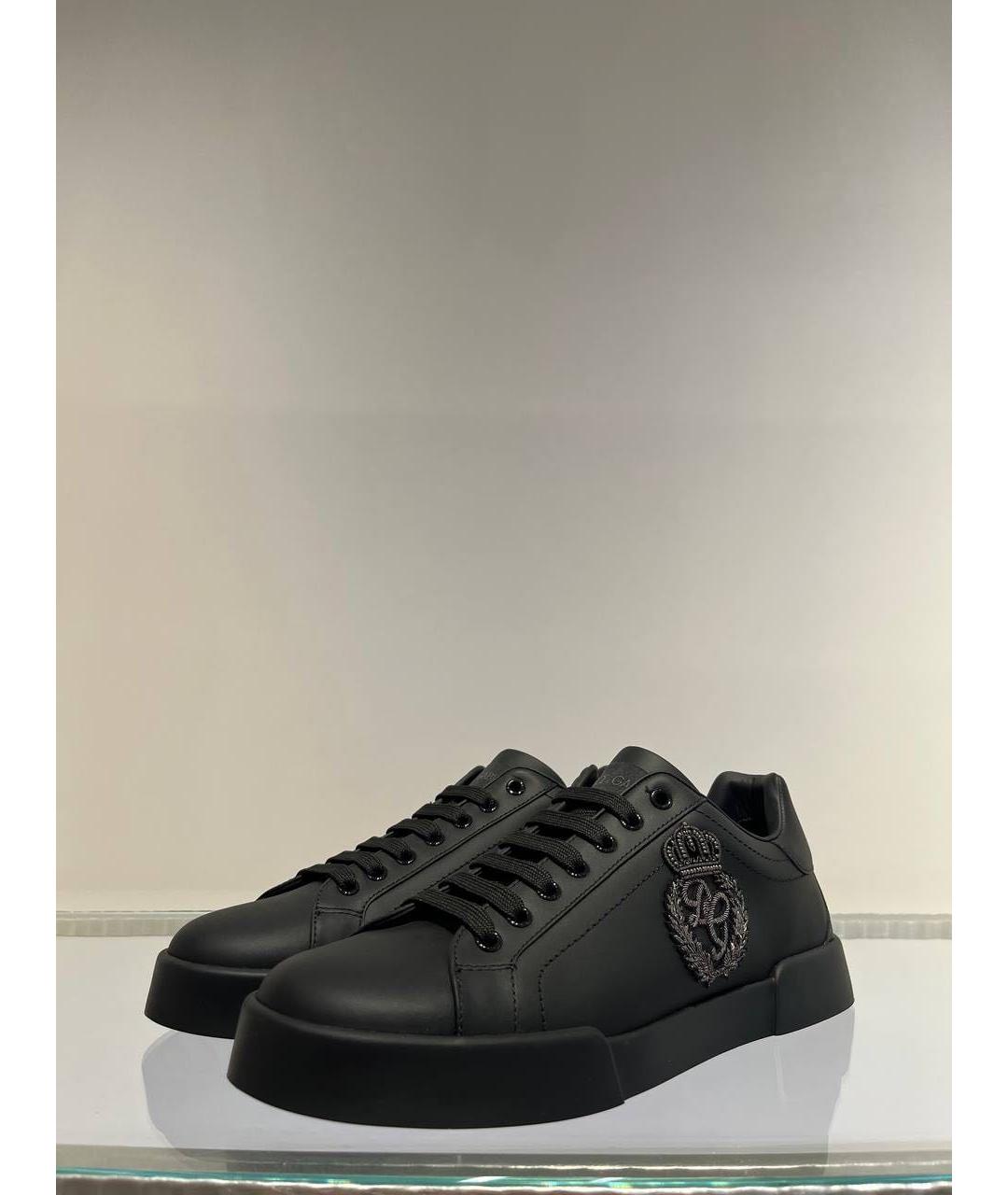 DOLCE&GABBANA Черные кожаные низкие кроссовки / кеды, фото 2