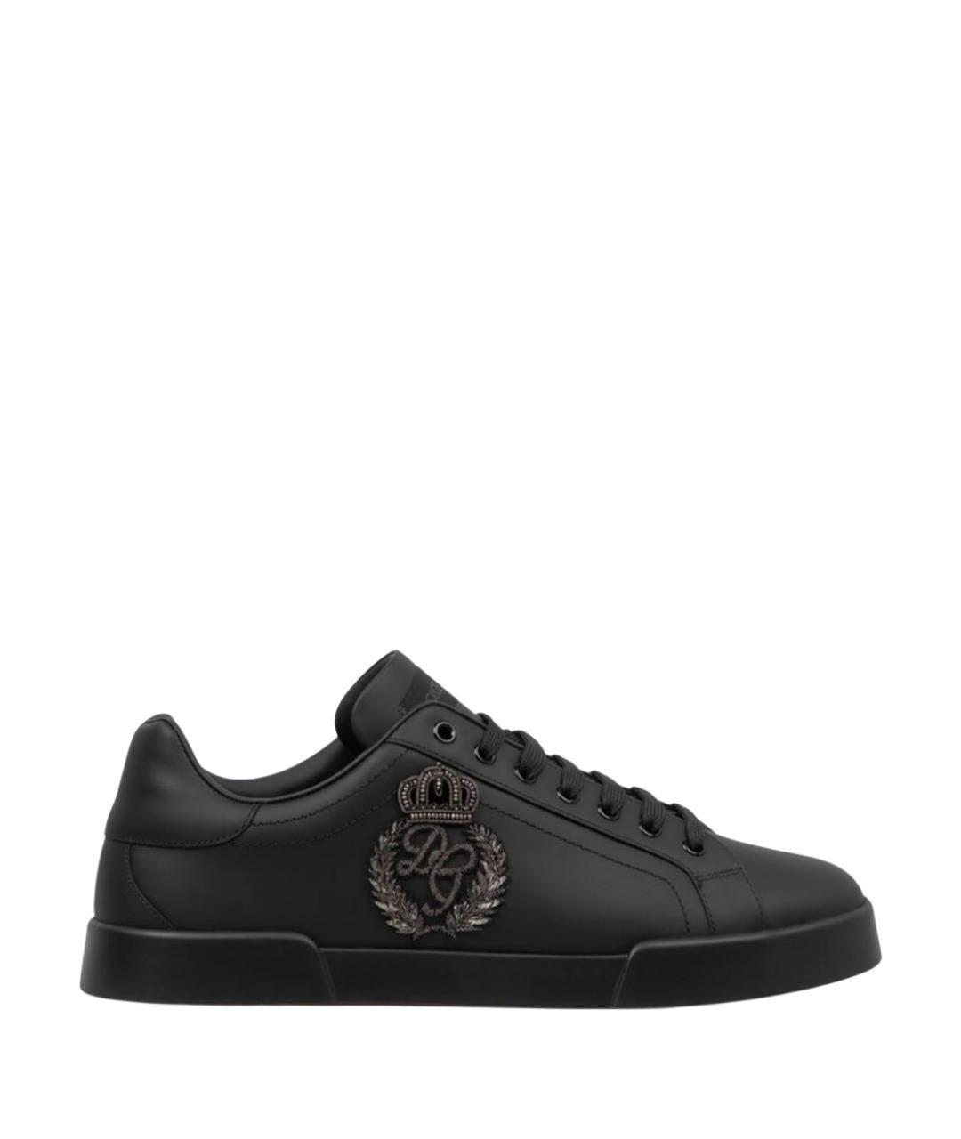 DOLCE&GABBANA Черные кожаные низкие кроссовки / кеды, фото 1