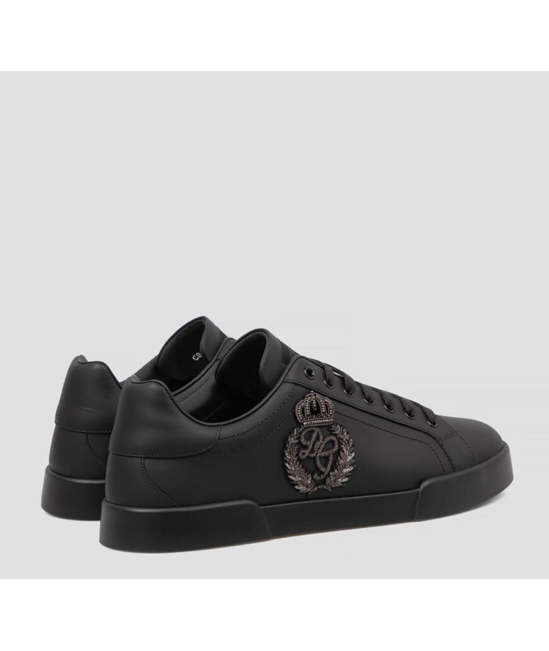 DOLCE&GABBANA Черные кожаные низкие кроссовки / кеды, фото 4