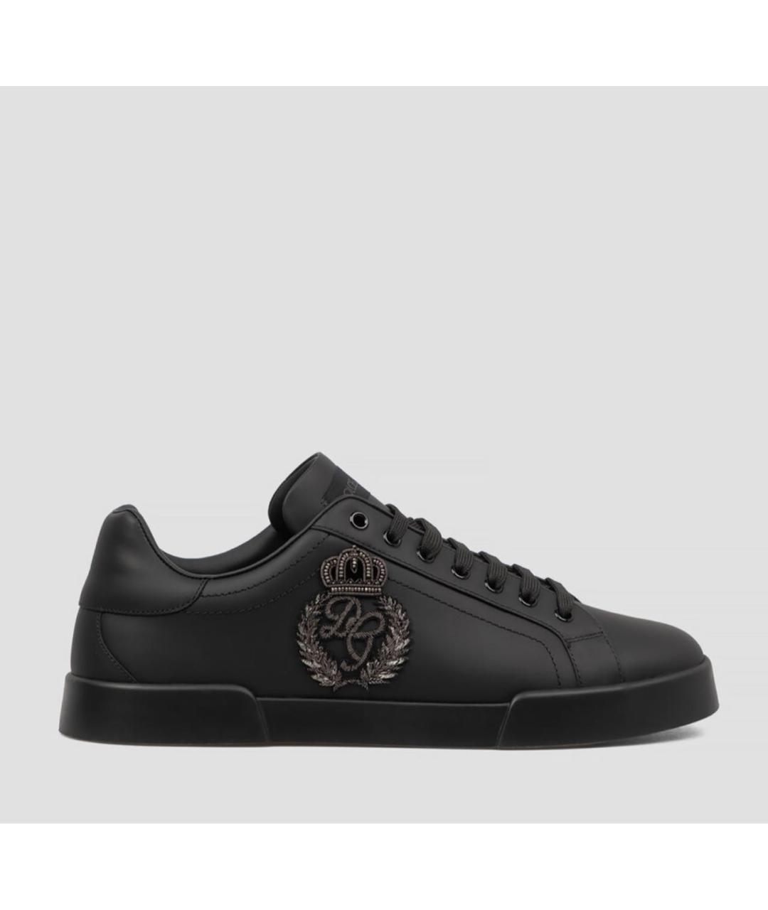 DOLCE&GABBANA Черные кожаные низкие кроссовки / кеды, фото 6