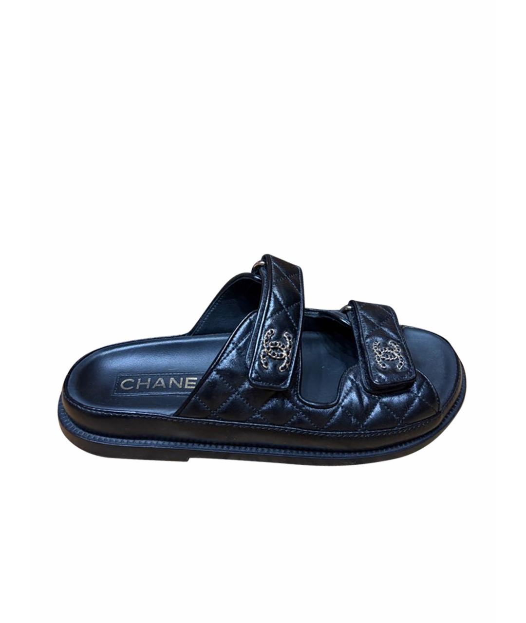 CHANEL Черные кожаные босоножки, фото 1