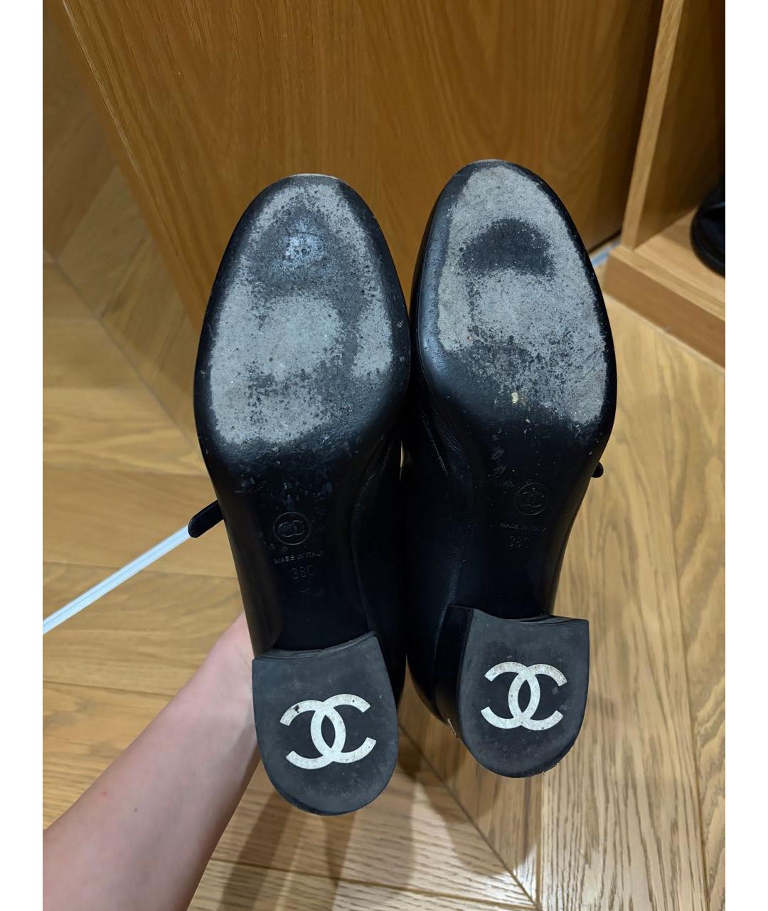 CHANEL Черные кожаные туфли, фото 4