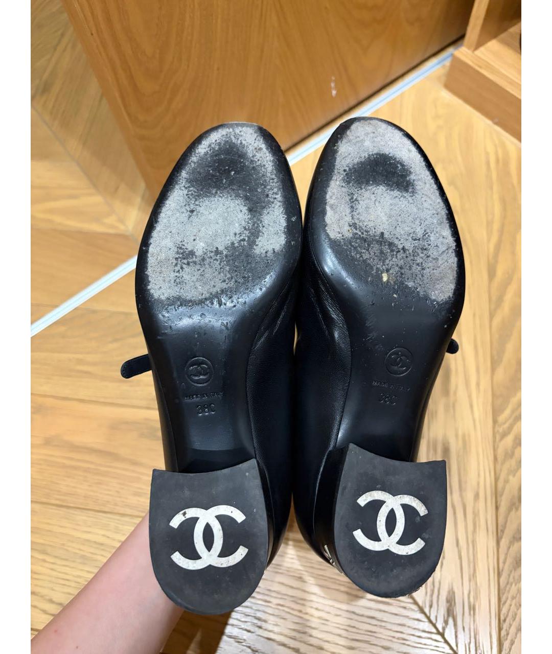 CHANEL Черные кожаные туфли, фото 5