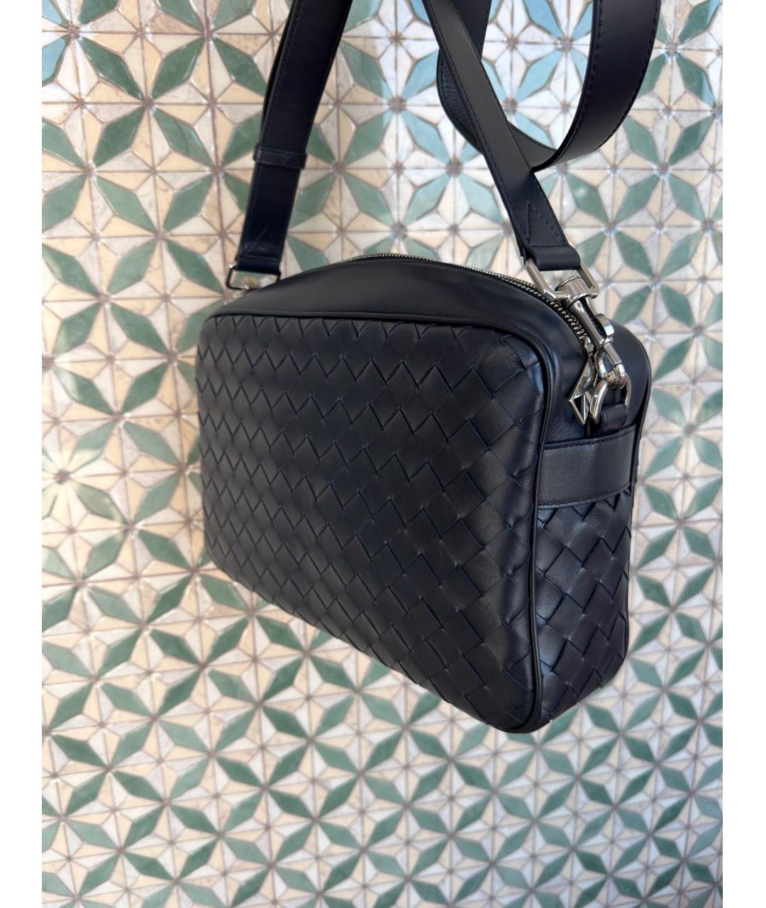 BOTTEGA VENETA Темно-синяя кожаная сумка на плечо, фото 2