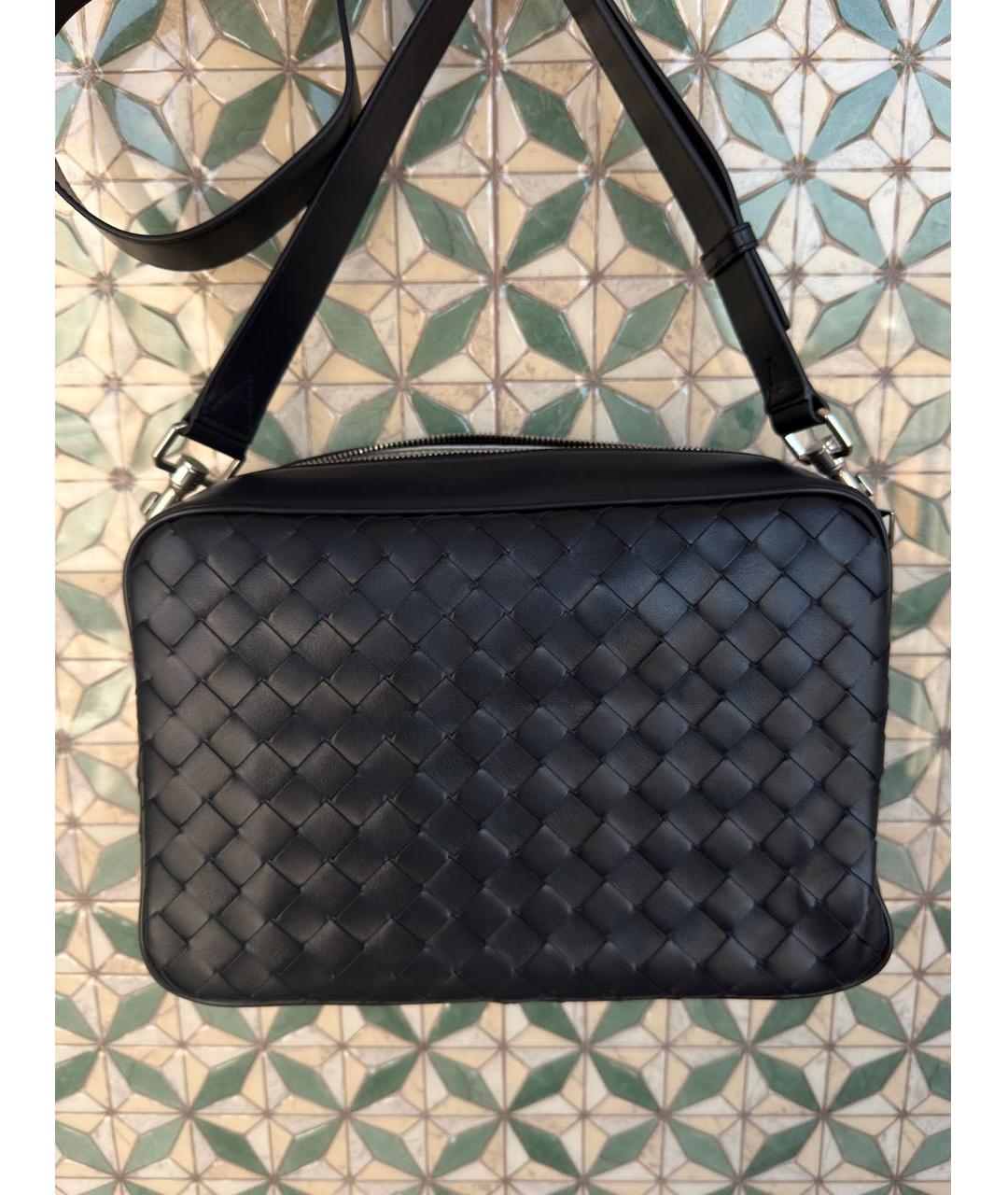 BOTTEGA VENETA Темно-синяя кожаная сумка на плечо, фото 3