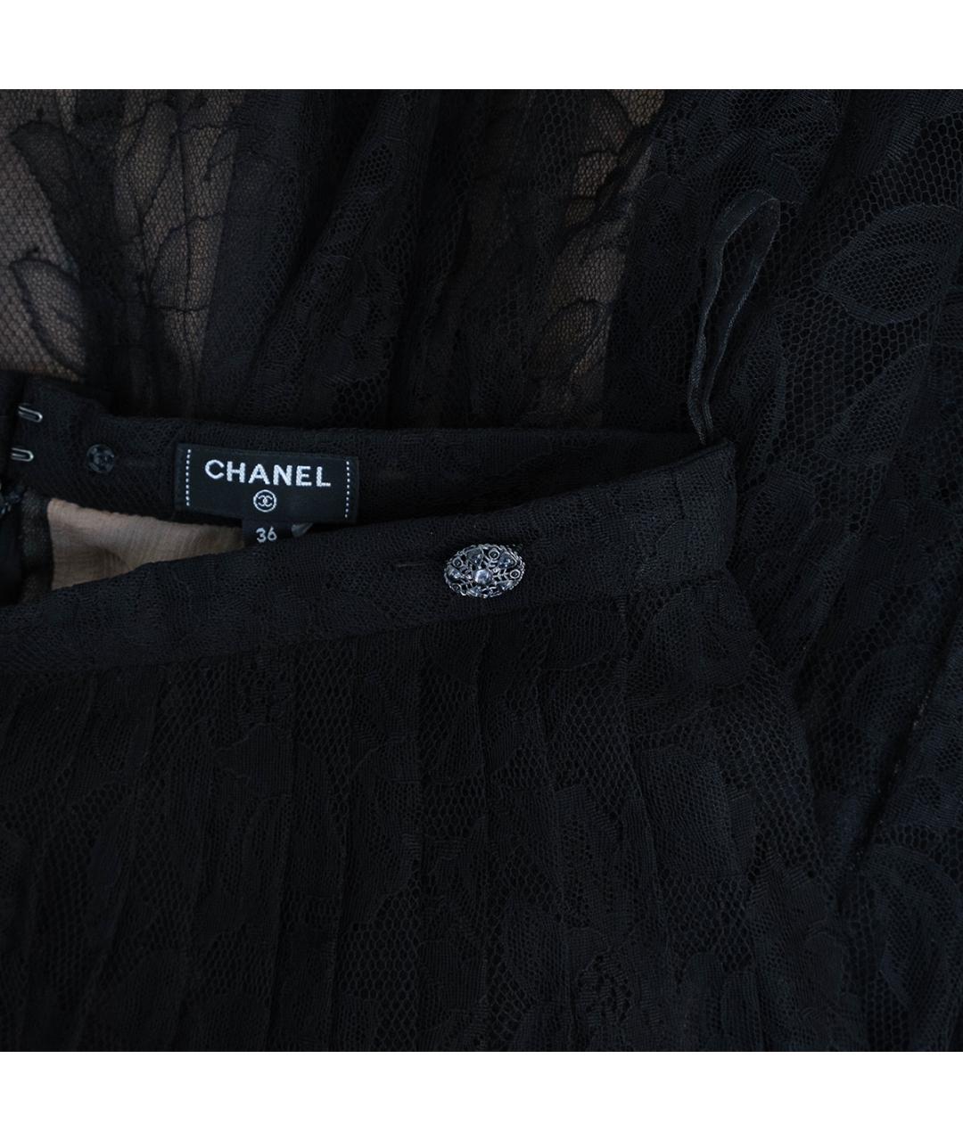 CHANEL Черная полиамидовая юбка миди, фото 4