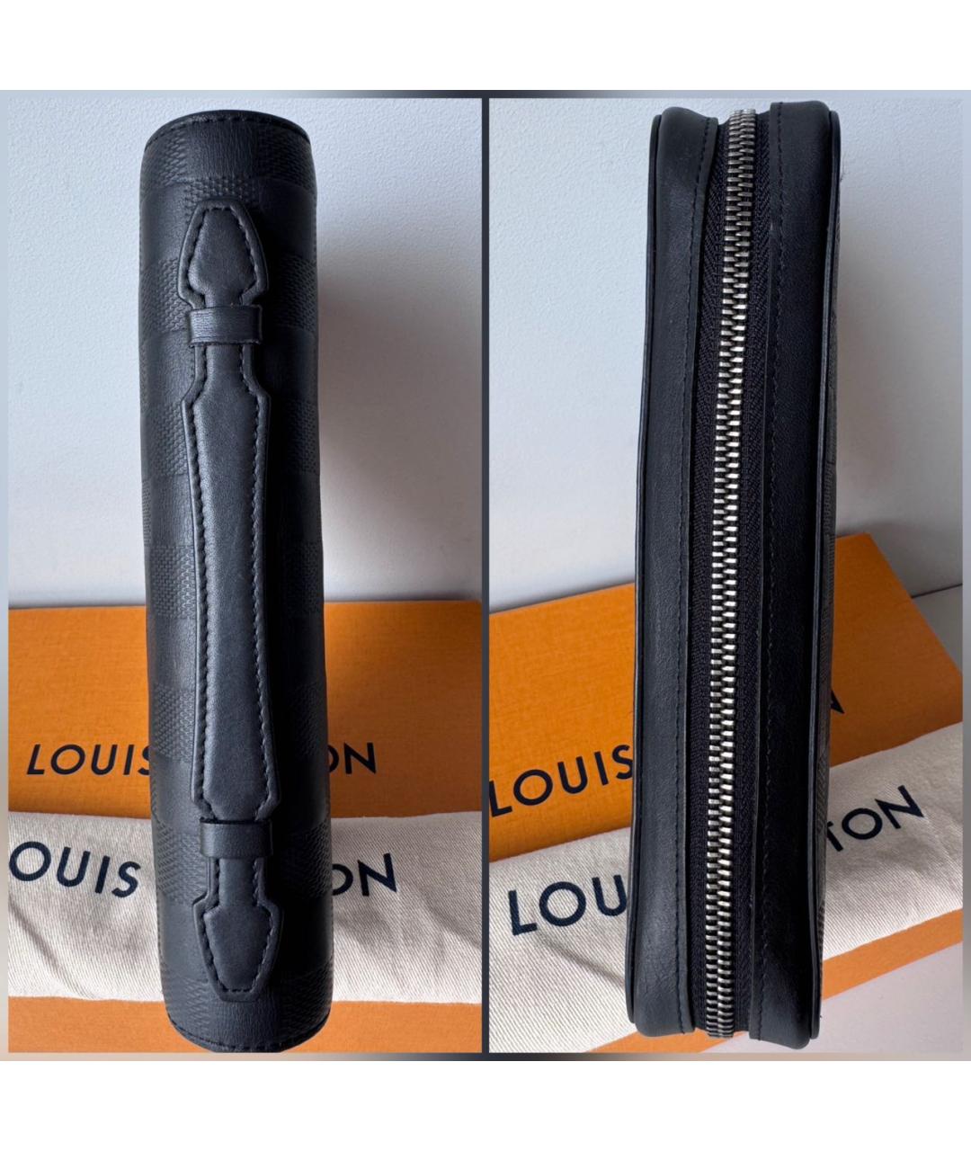 LOUIS VUITTON Черный кожаный кошелек, фото 5