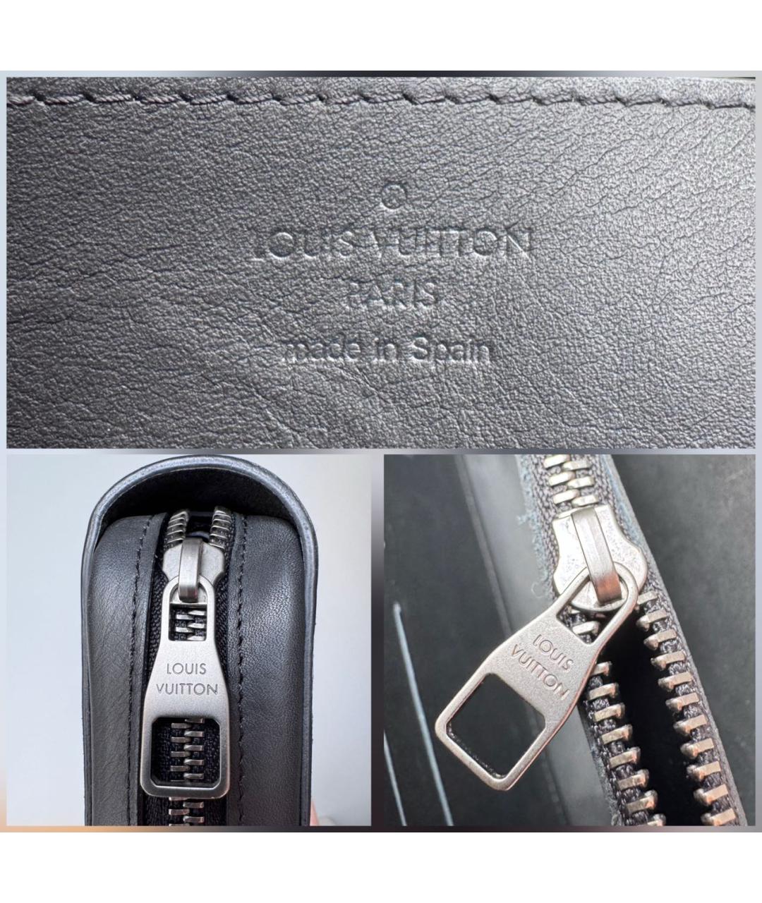 LOUIS VUITTON Черный кожаный кошелек, фото 8