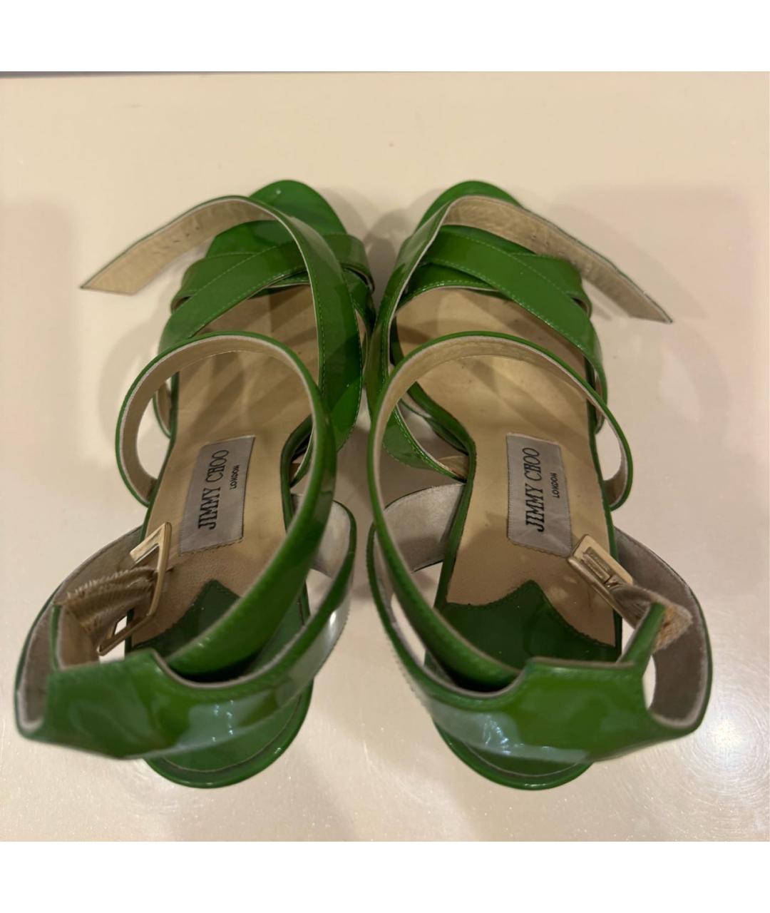 JIMMY CHOO Салатовые босоножки из лакированной кожи, фото 3