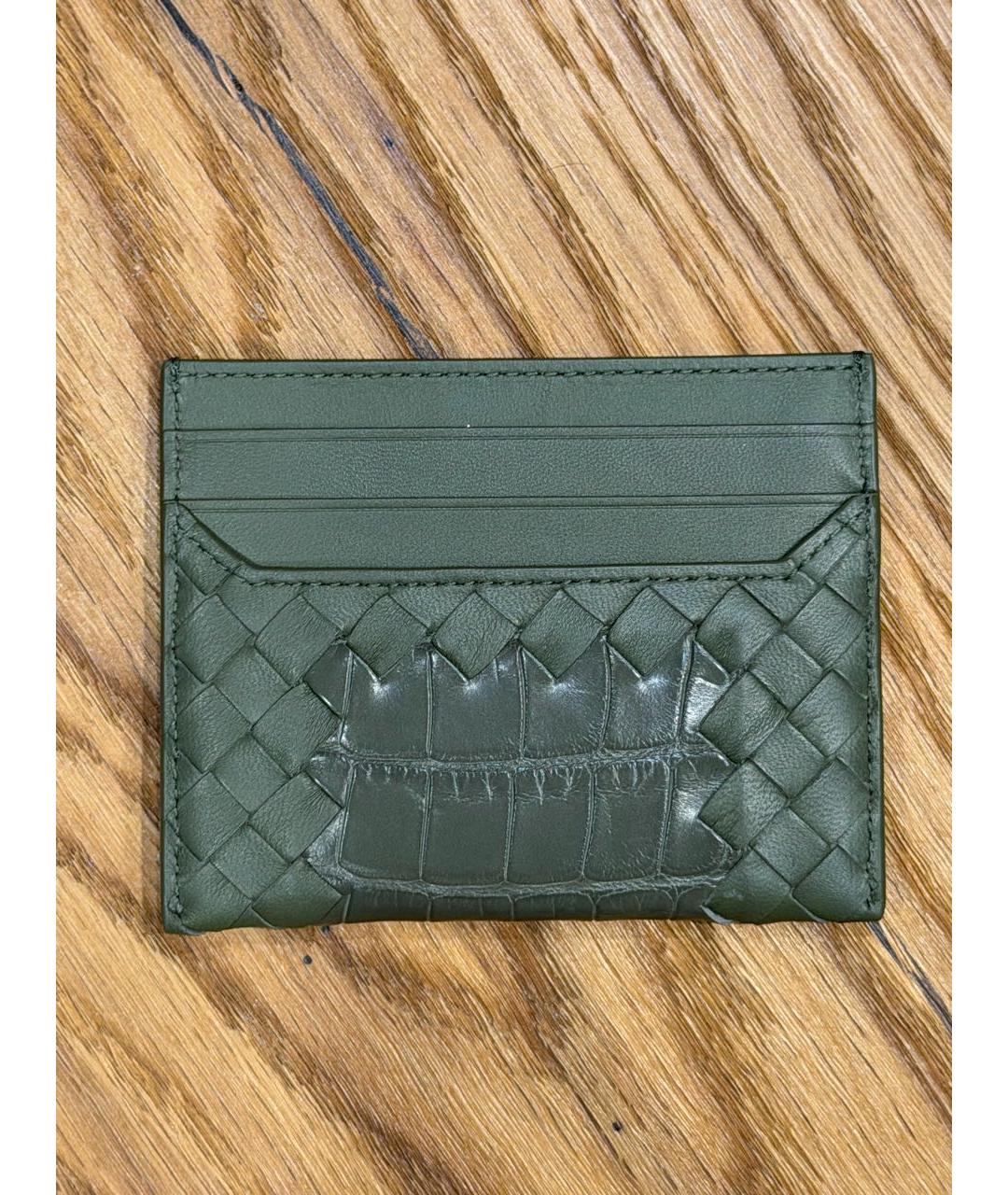 BOTTEGA VENETA Зеленый кардхолдер из экзотической кожи, фото 4