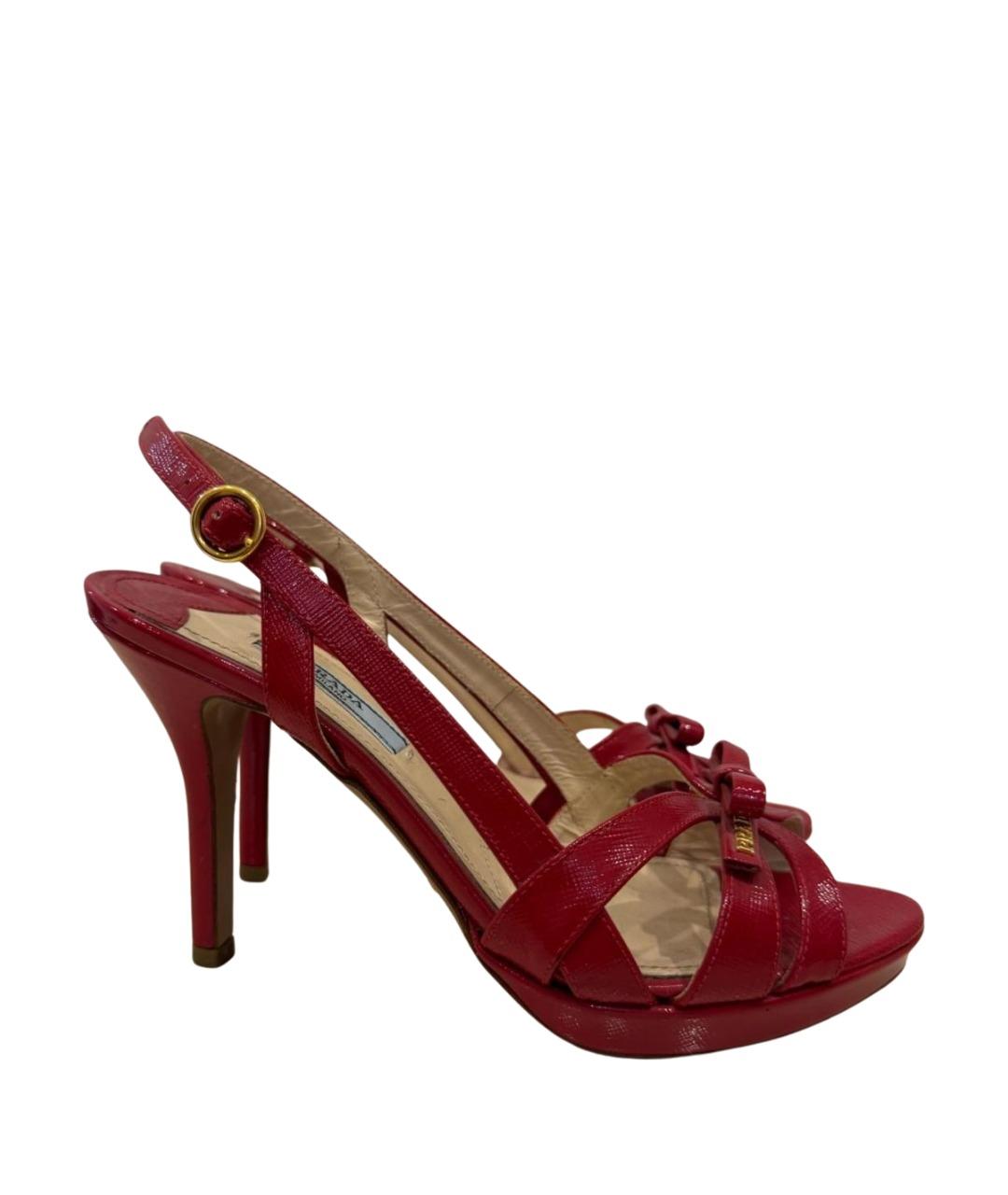 PRADA Красные кожаные босоножки, фото 1