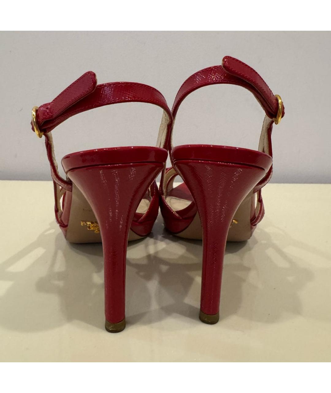 PRADA Красные кожаные босоножки, фото 4