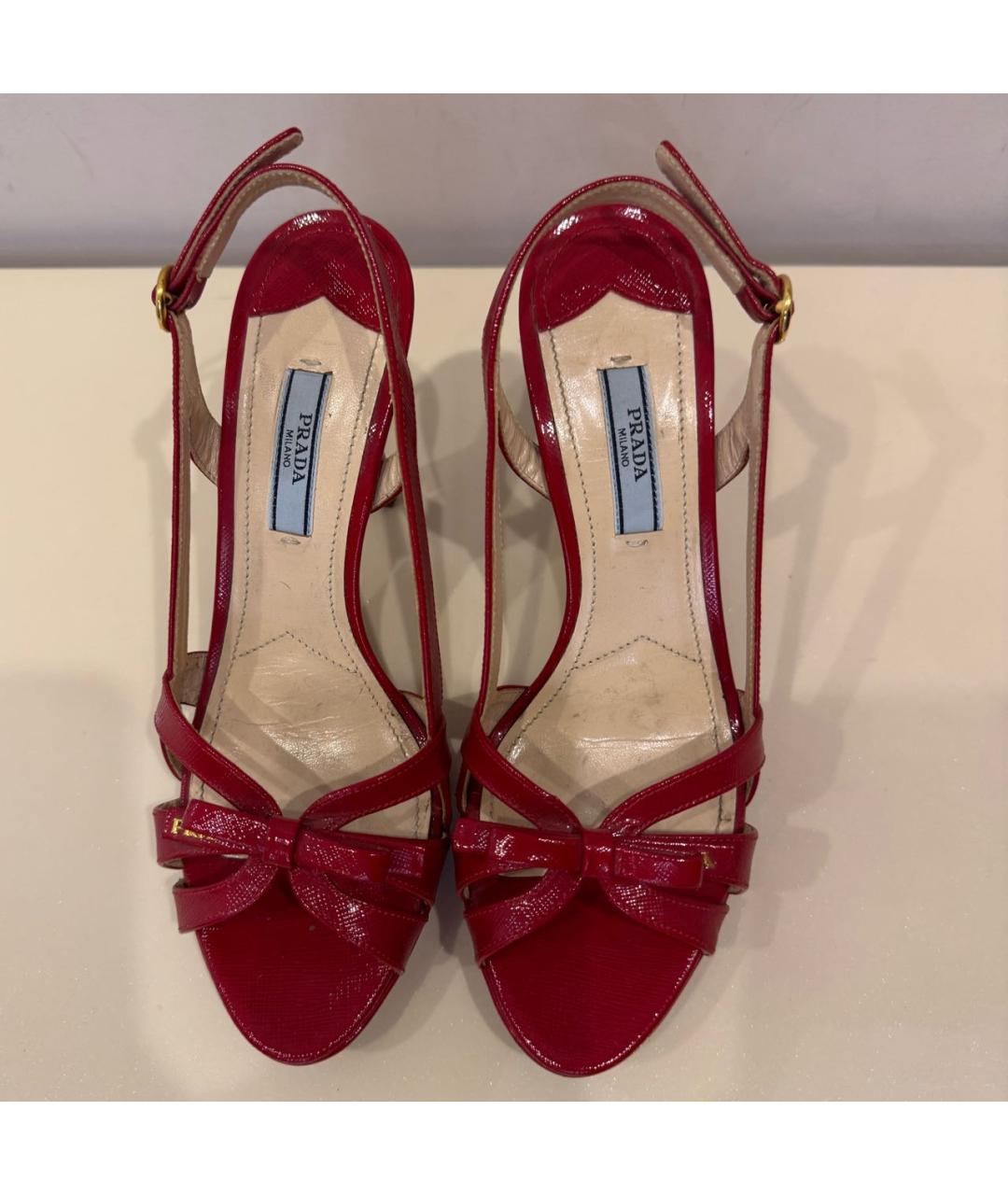 PRADA Красные кожаные босоножки, фото 2