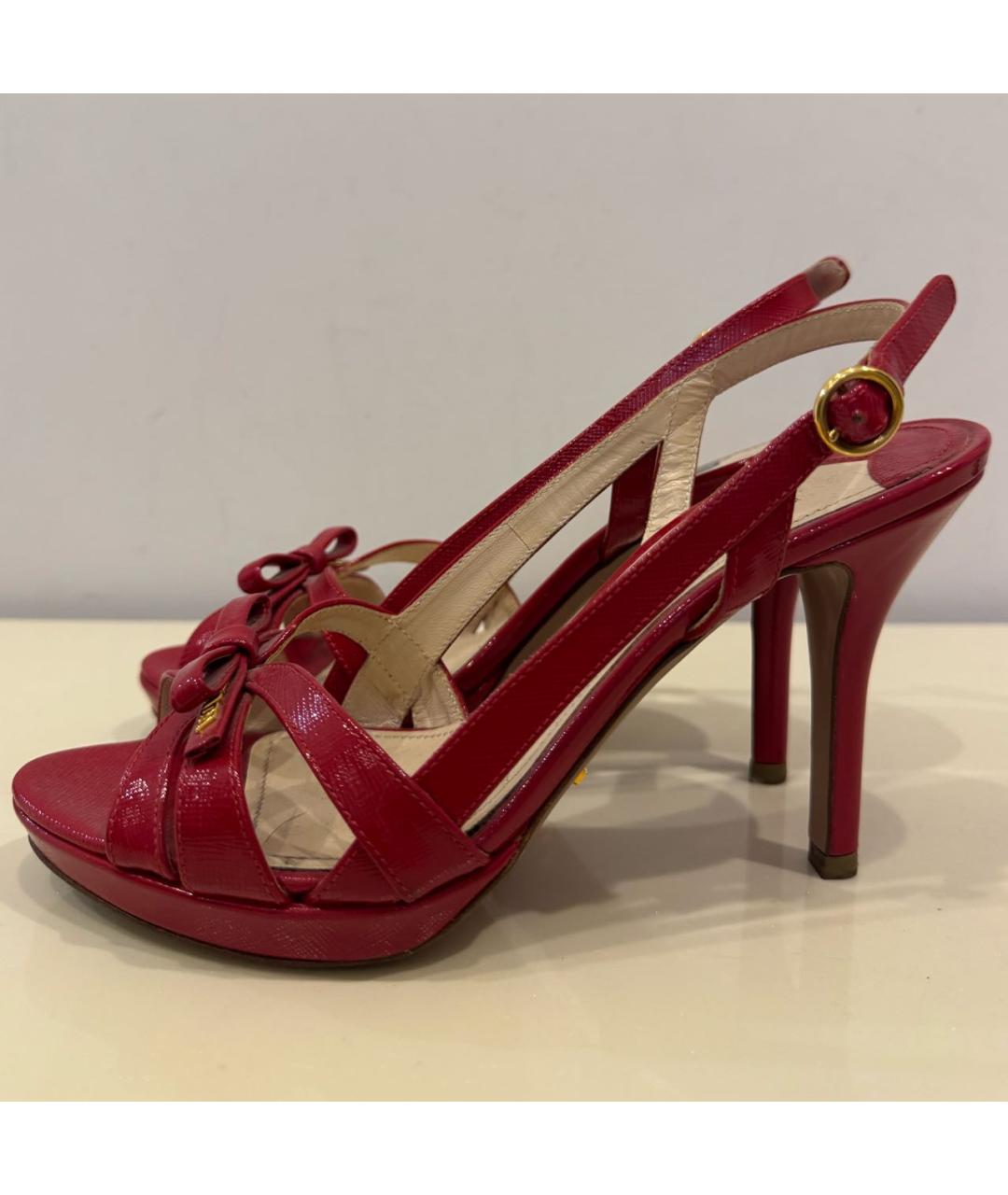 PRADA Красные кожаные босоножки, фото 5