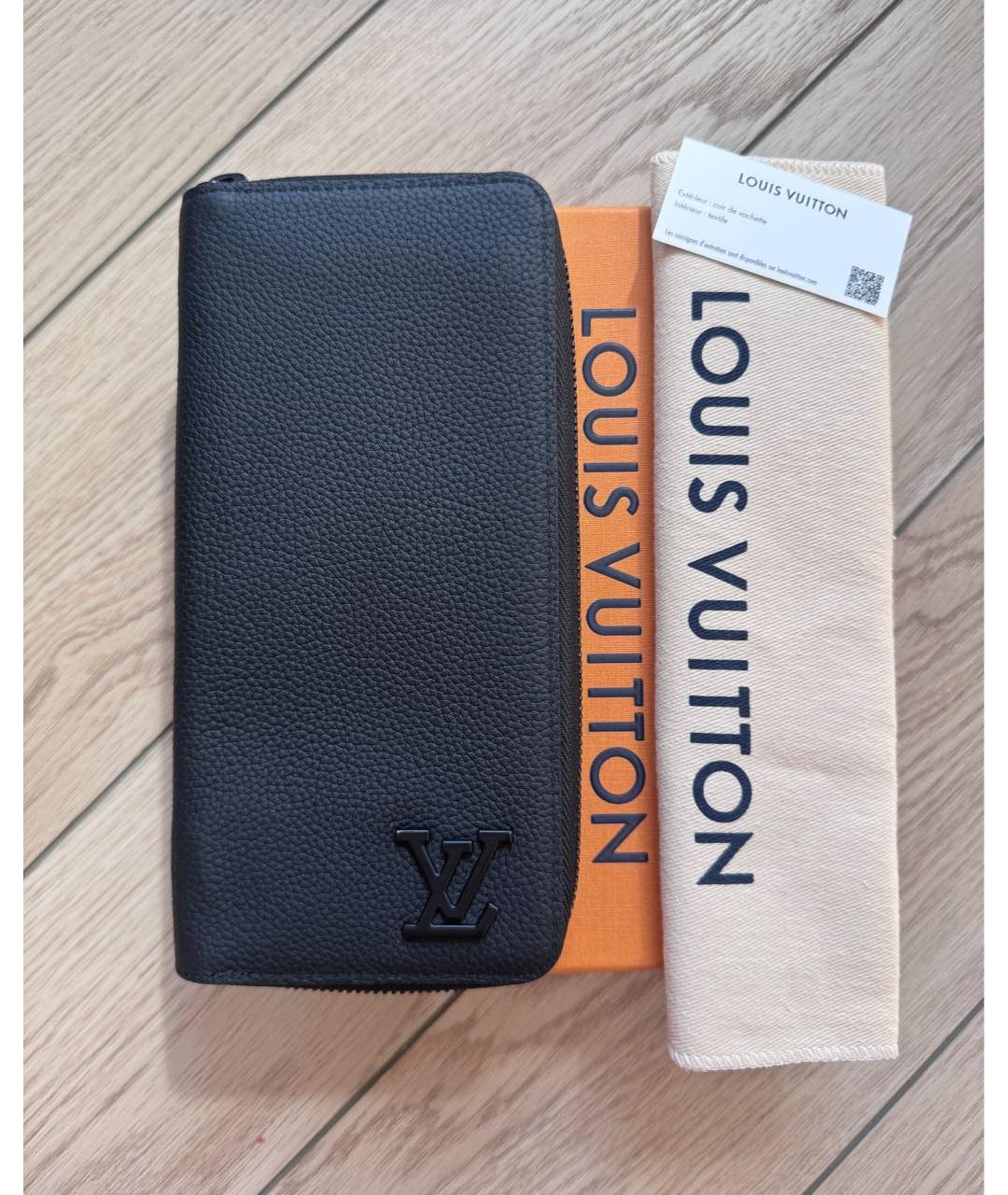 LOUIS VUITTON Черный кожаный кошелек, фото 2