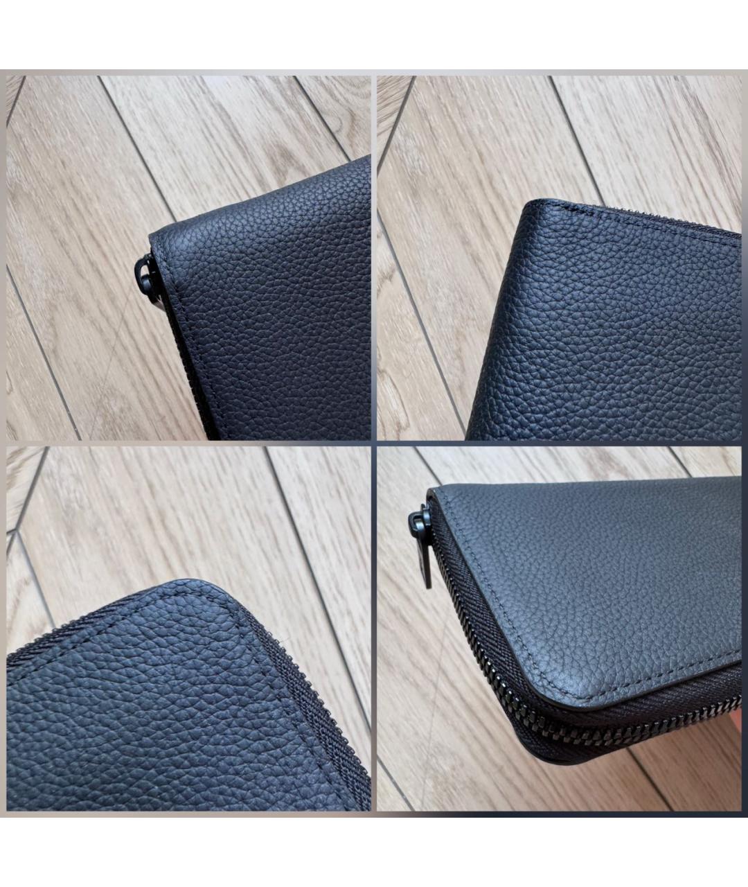 LOUIS VUITTON Черный кожаный кошелек, фото 8
