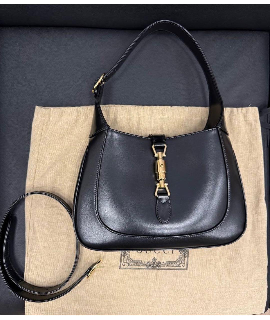 GUCCI Черная кожаная сумка с короткими ручками, фото 2