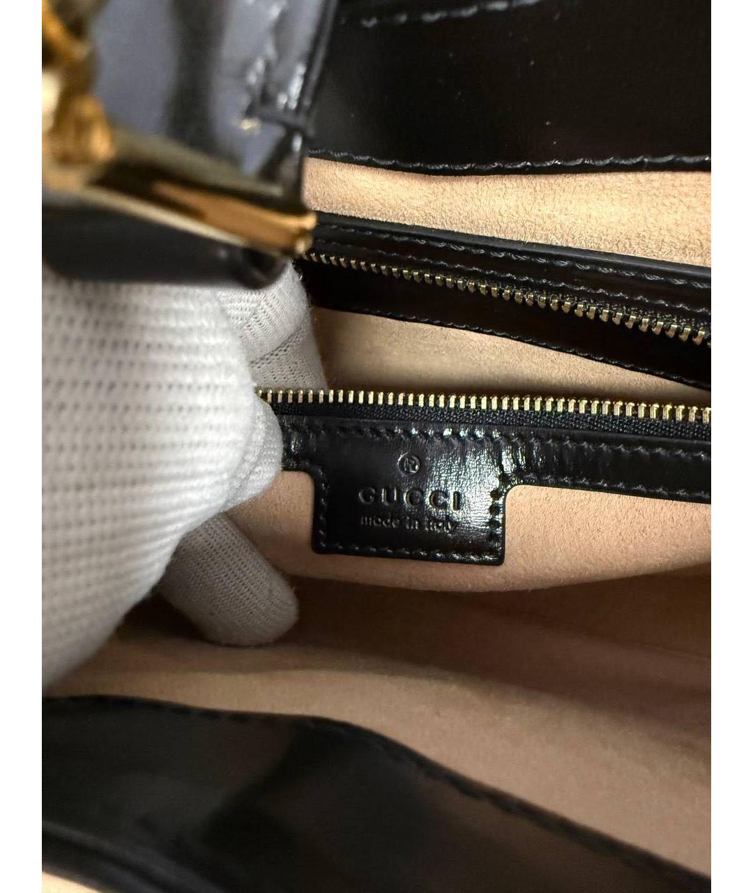 GUCCI Черная кожаная сумка с короткими ручками, фото 7