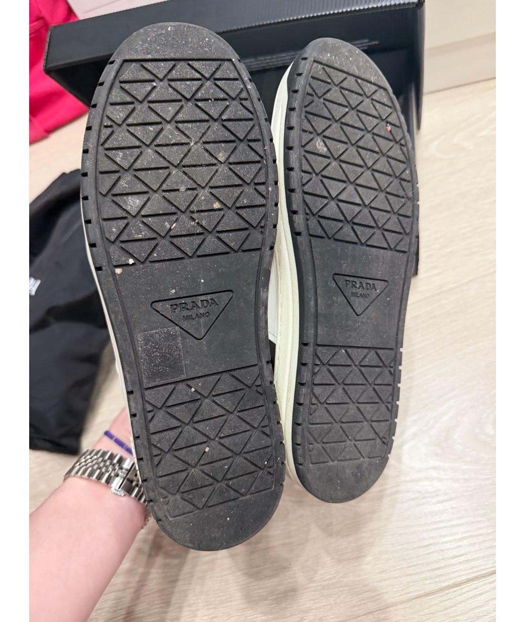 PRADA Белые кожаные кеды, фото 3
