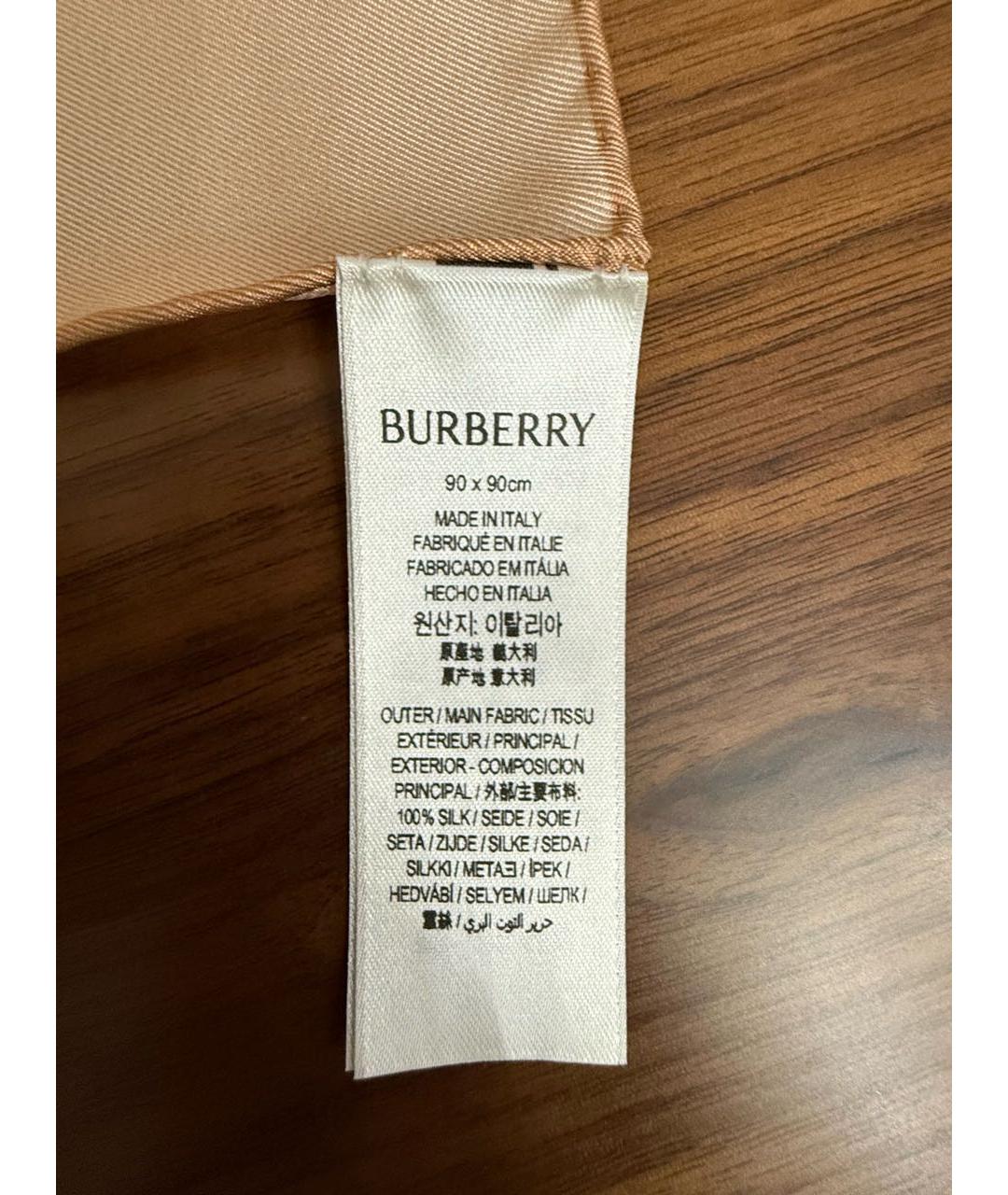 BURBERRY Розовый шелковый платок, фото 6