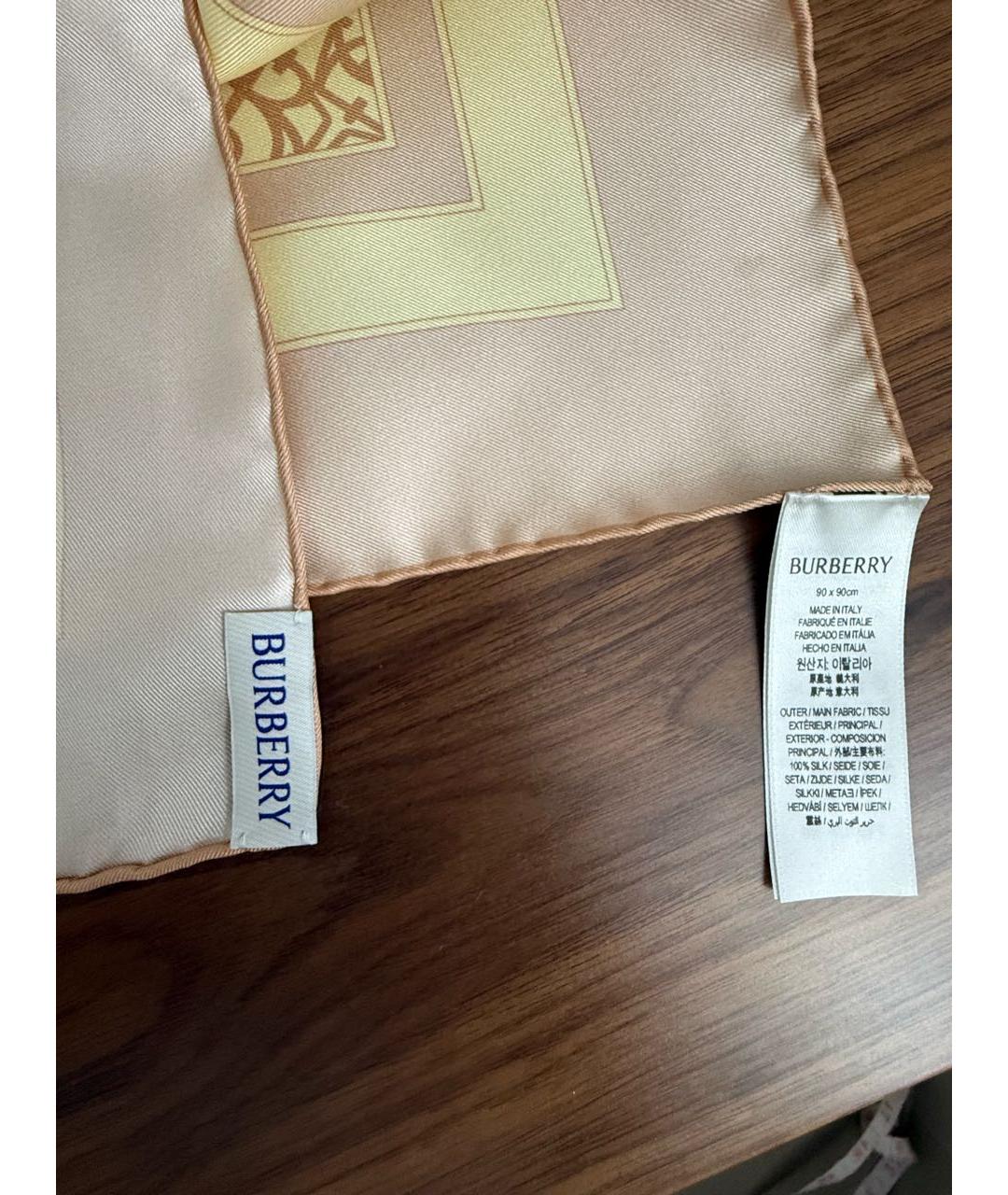 BURBERRY Розовый шелковый платок, фото 5
