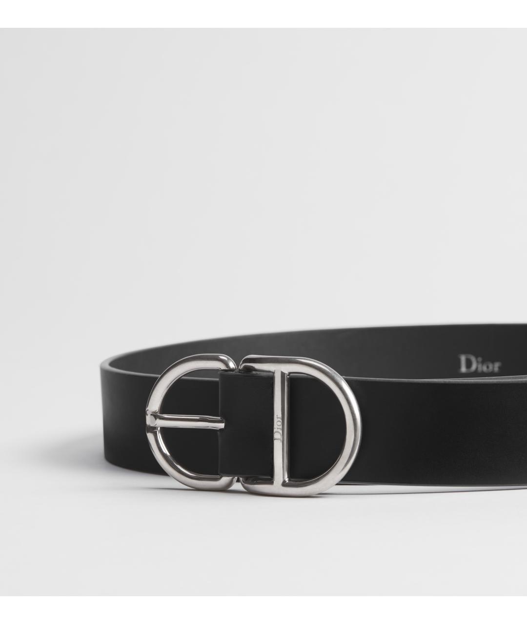 CHRISTIAN DIOR Черный кожаный ремень, фото 3