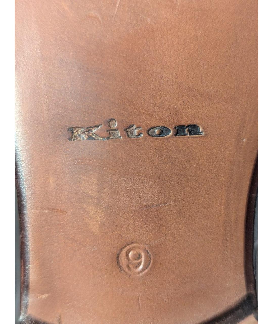 KITON Коричневые лоферы из экзотической кожи, фото 9