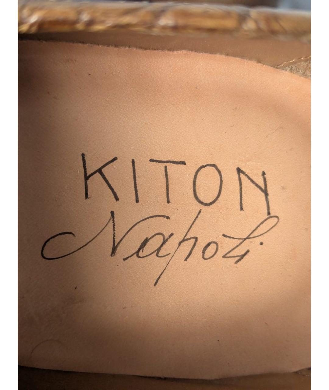 KITON Коричневые лоферы из экзотической кожи, фото 7